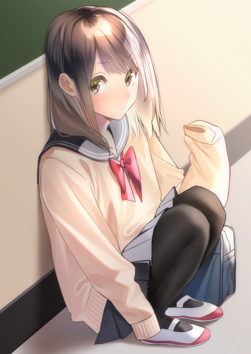 pantyhose, rinku_(rin9), seifuku, skirt_lift, sweater