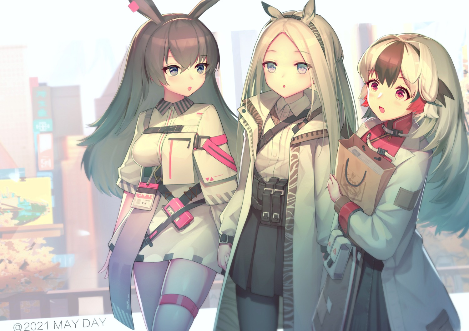 animal_ears, april_(arknights), arknights, bunny_ears, cyanide-whale, garter, snowsant_(arknights)