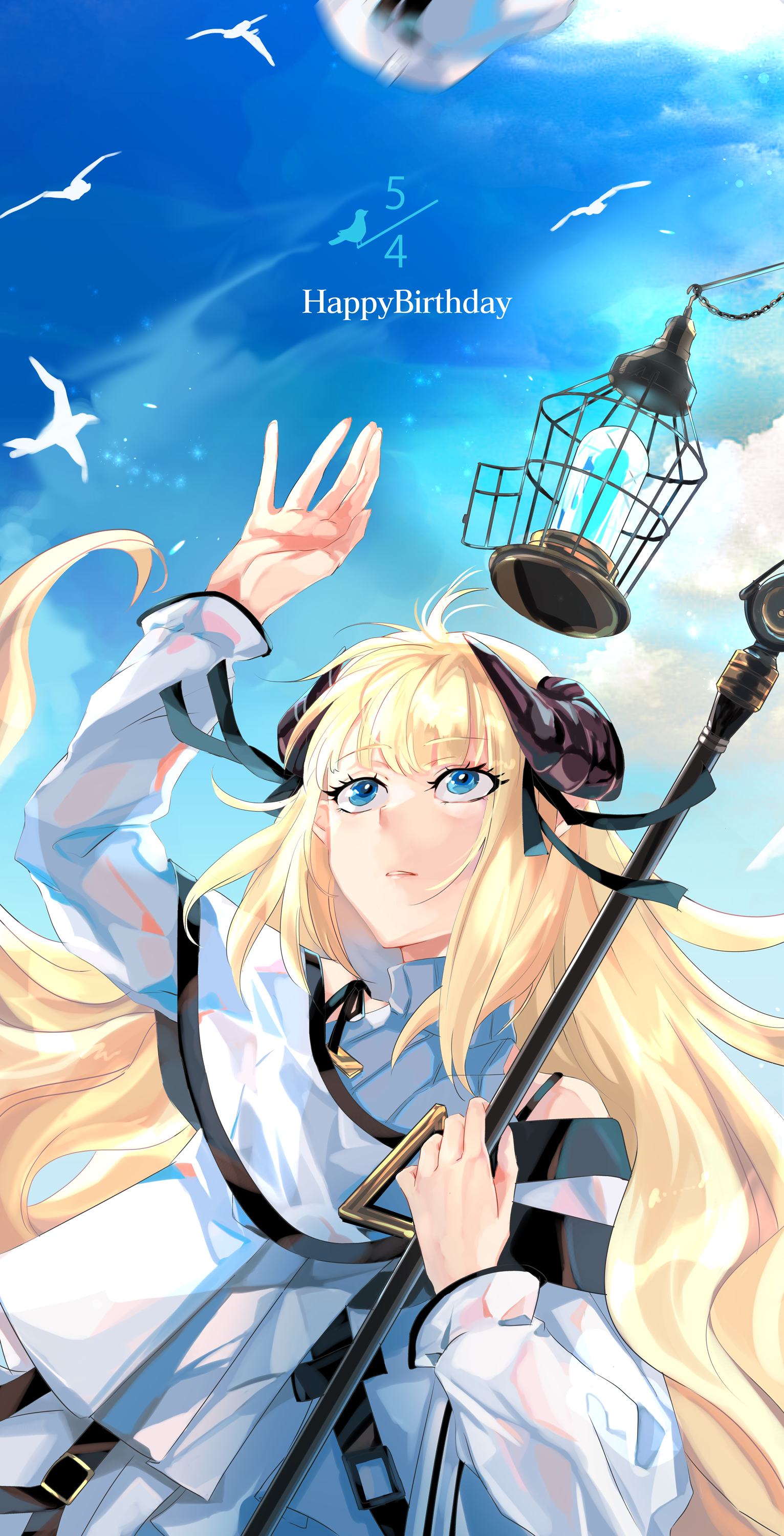 arknights, horns, mosuke, nightingale_(arknights)