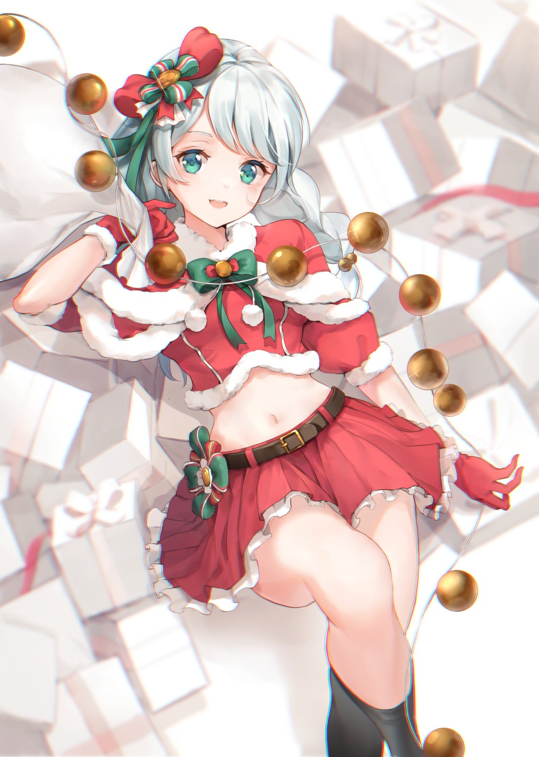 bang_dream!, christmas, nogi_momoko, skirt_lift, wakamiya_eve