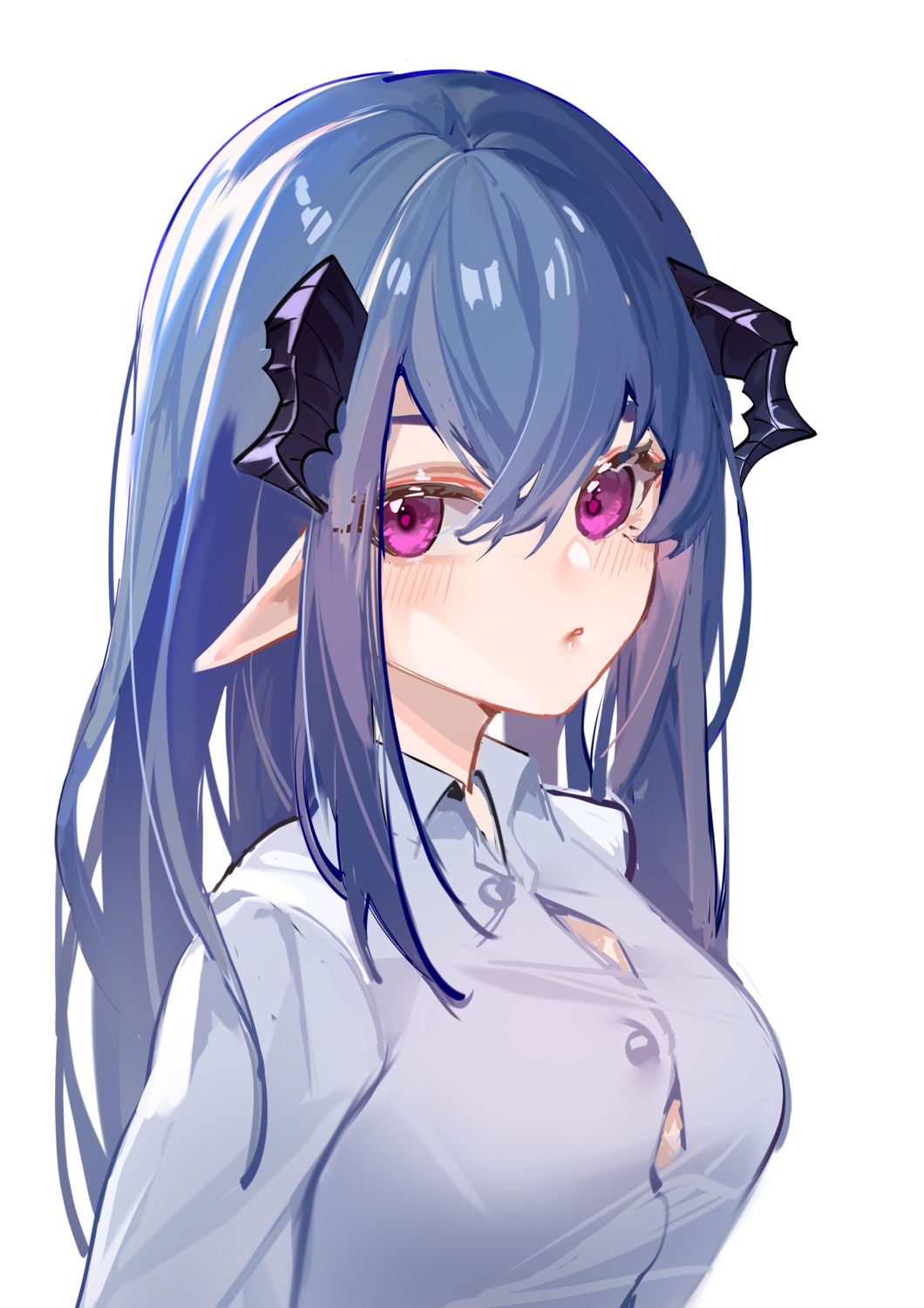 dress_shirt, guangsupaomian, horns, pointy_ears, sketch