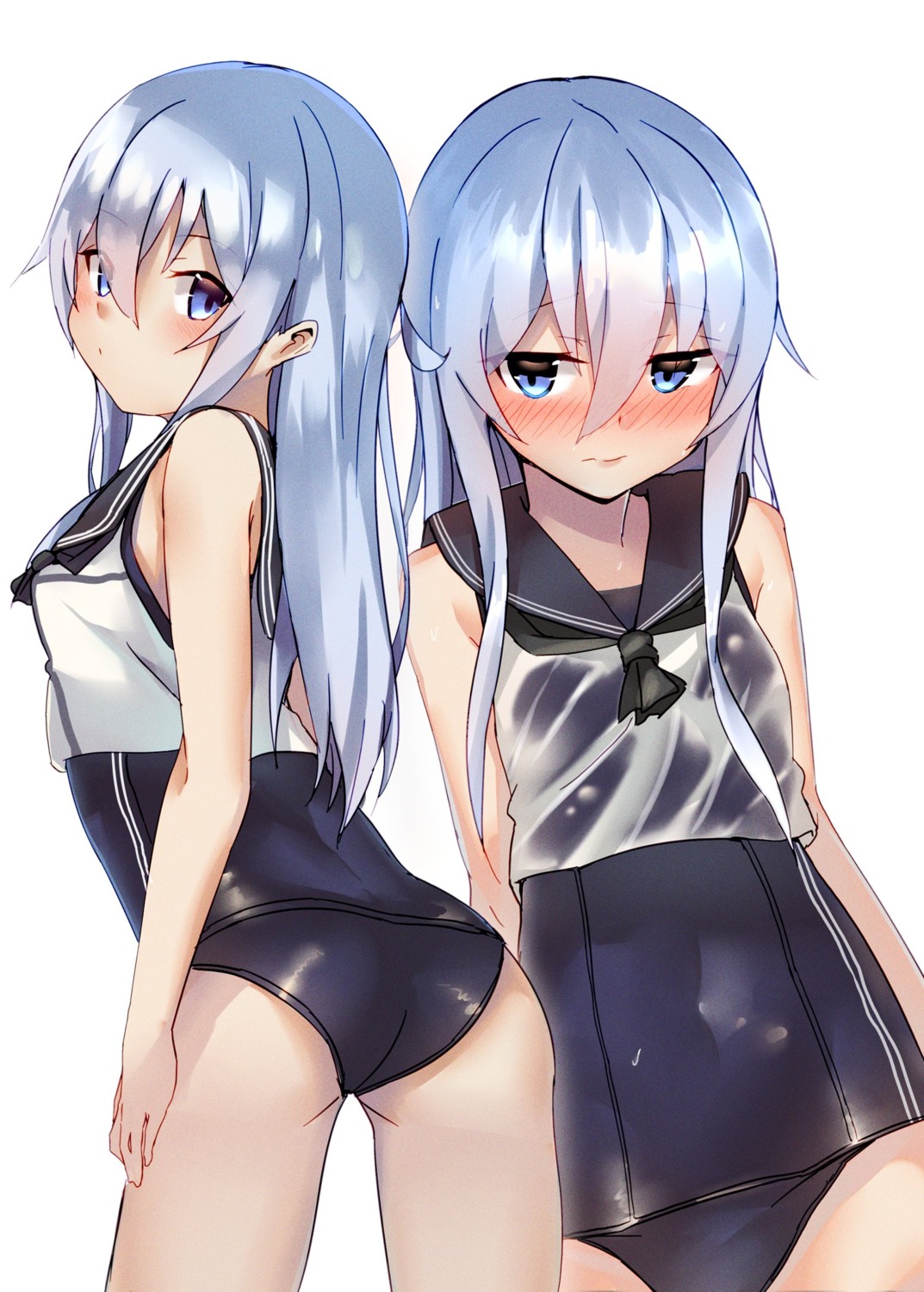 ass, hibiki_(kancolle), kantai_collection, kure_(kure_ng), school_swimsuit, see_through, seifuku, swimsuits