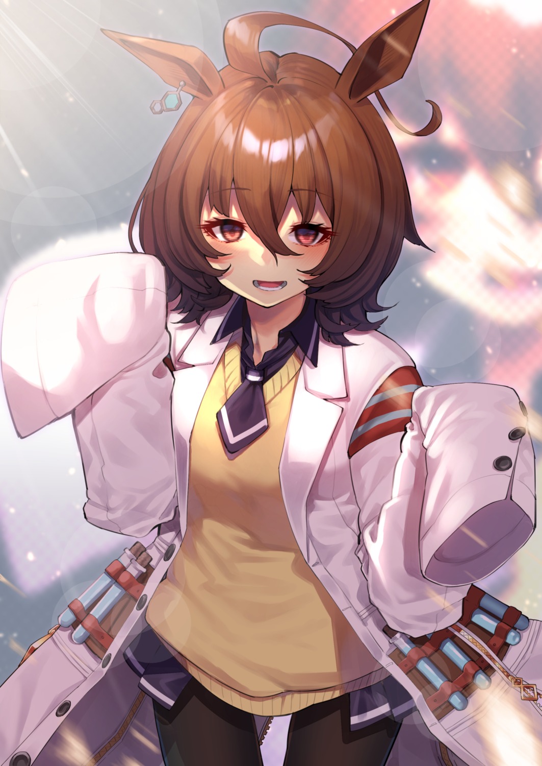 agnes_tachyon_(umamusume), animal_ears, mikan_(chipstar182), pantyhose, sweater, uma_musume_pretty_derby, uniform