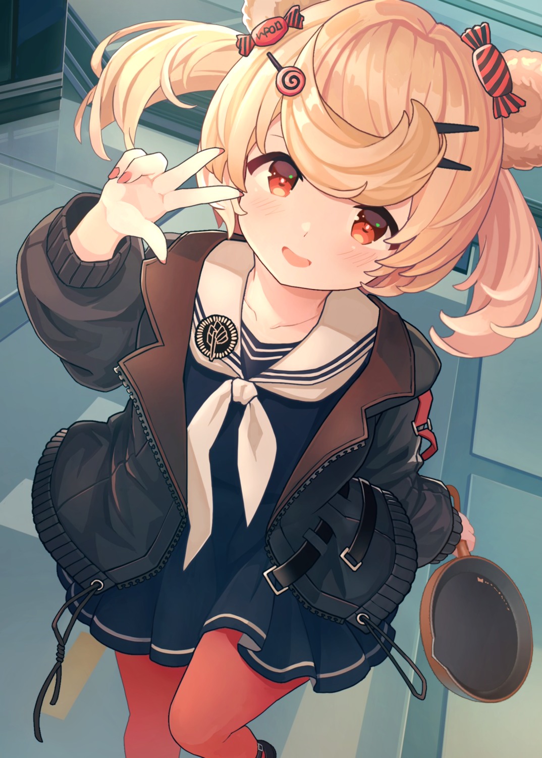 arknights, gummy_(arknights), nomio, pantyhose, seifuku