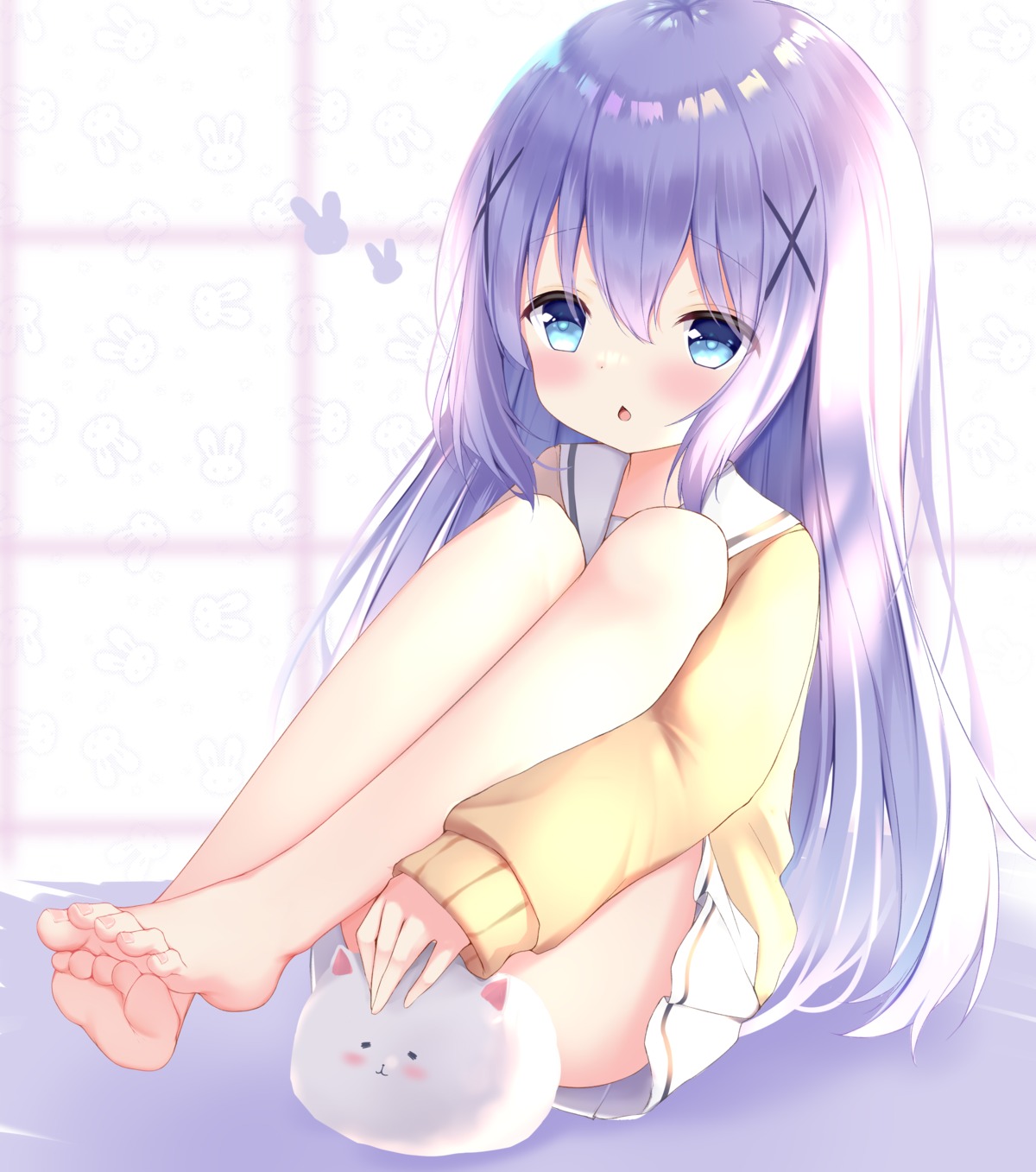 feet, gochuumon_wa_usagi_desu_ka?, irokari, kafuu_chino, seifuku, skirt_lift, sweater, tippy_(gochiusa)