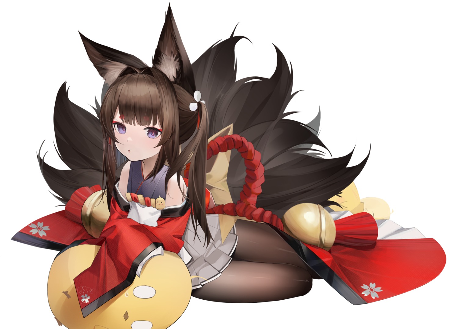 afpl_(parrotz4), amagi-chan_(azur_lane), amagi_(azur_lane), animal_ears, azur_lane, japanese_clothes, kitsune, manjuu_(azur_lane), pantyhose, tail