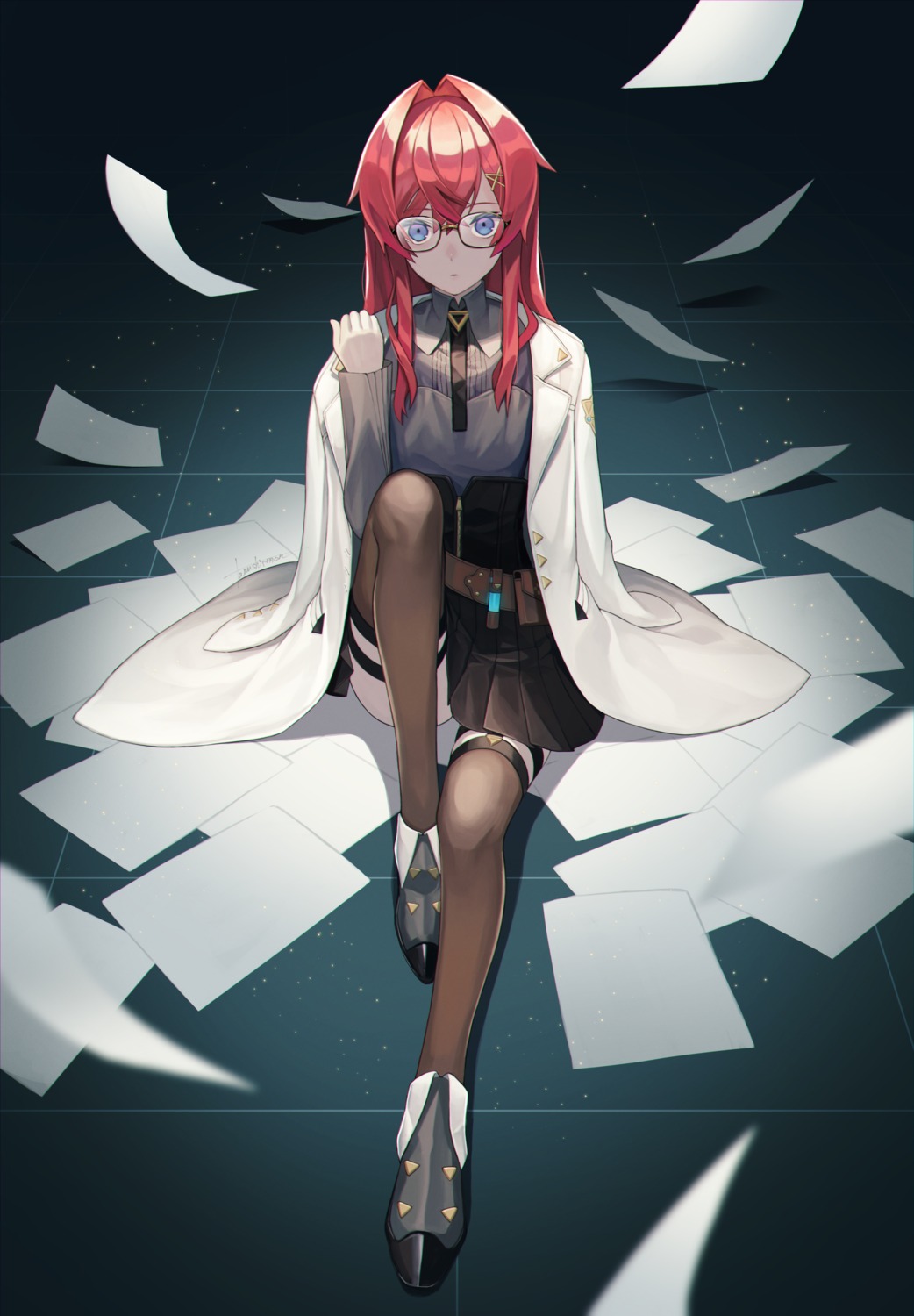 ange_katrina, garter, megane, nijisanji, skirt_lift, tanushimon, thighhighs