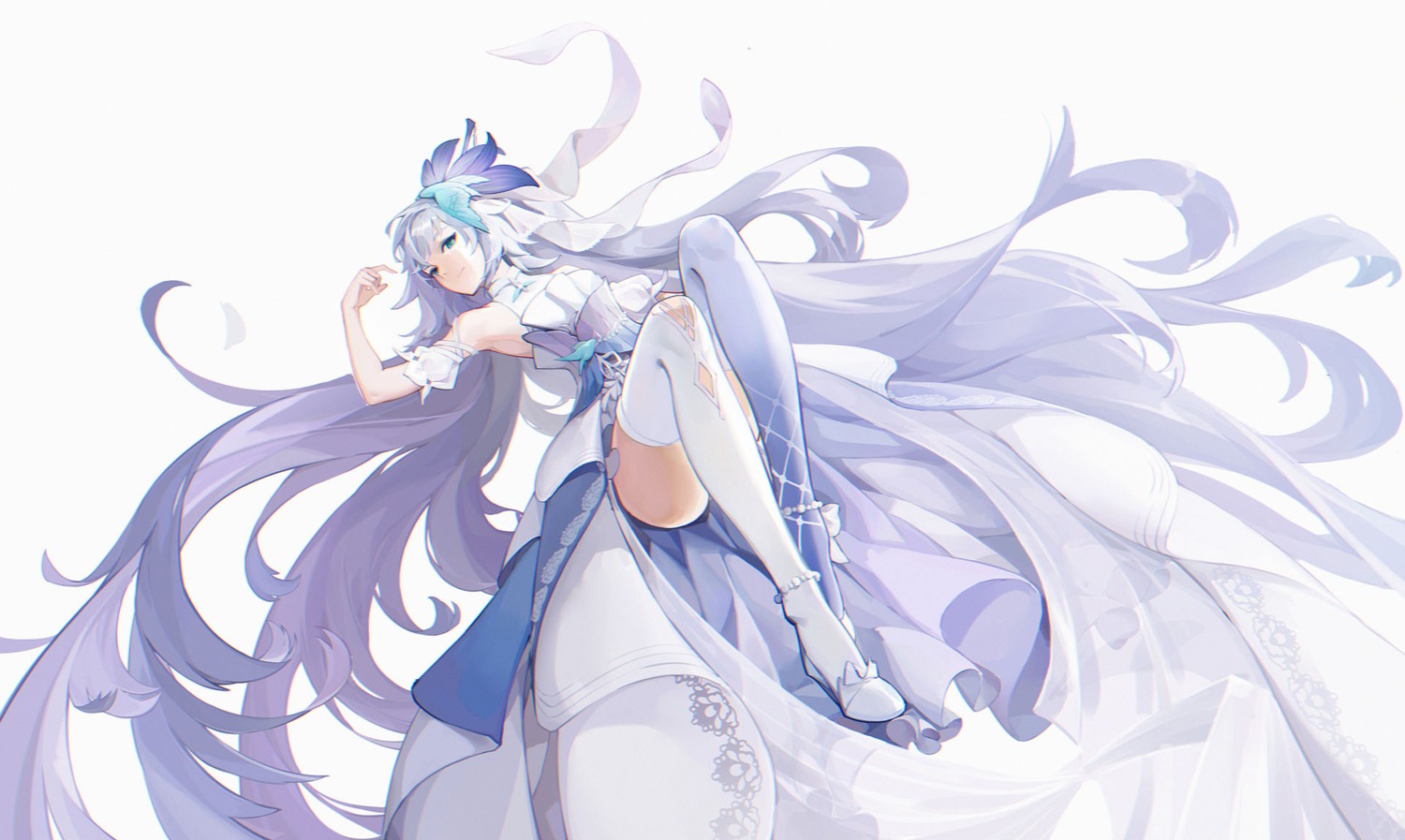 benghuai_xueyuan, fu_hua, honkai_impact, niaodao_zhenjun, skirt_lift, thighhighs