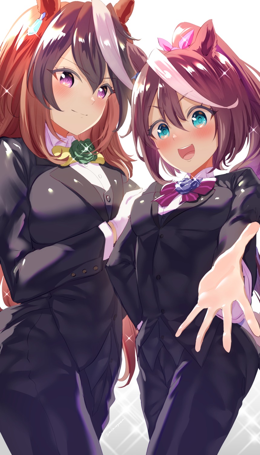 animal_ears, business_suit, symboli_rudolf_(umamusume), tokai_teio_(umamusume), uenoryoma, uma_musume_pretty_derby
