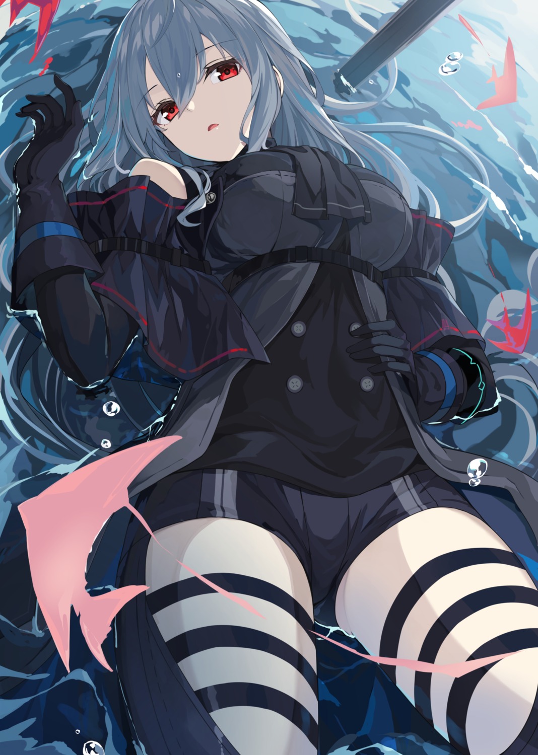 arknights, garter, skadi_(arknights), takehana_note, wet