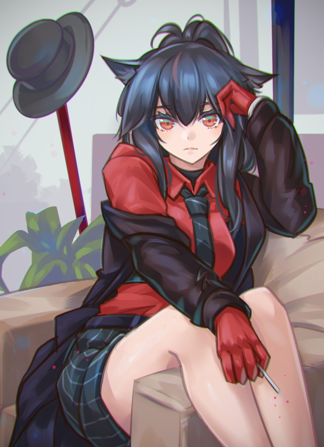 animal_ears, arknights, cu.el, texas_(arknights)