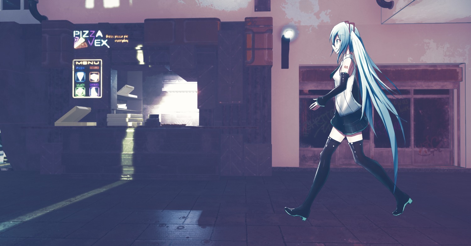 hatsune_miku, shigu, tattoo, thighhighs, vocaloid