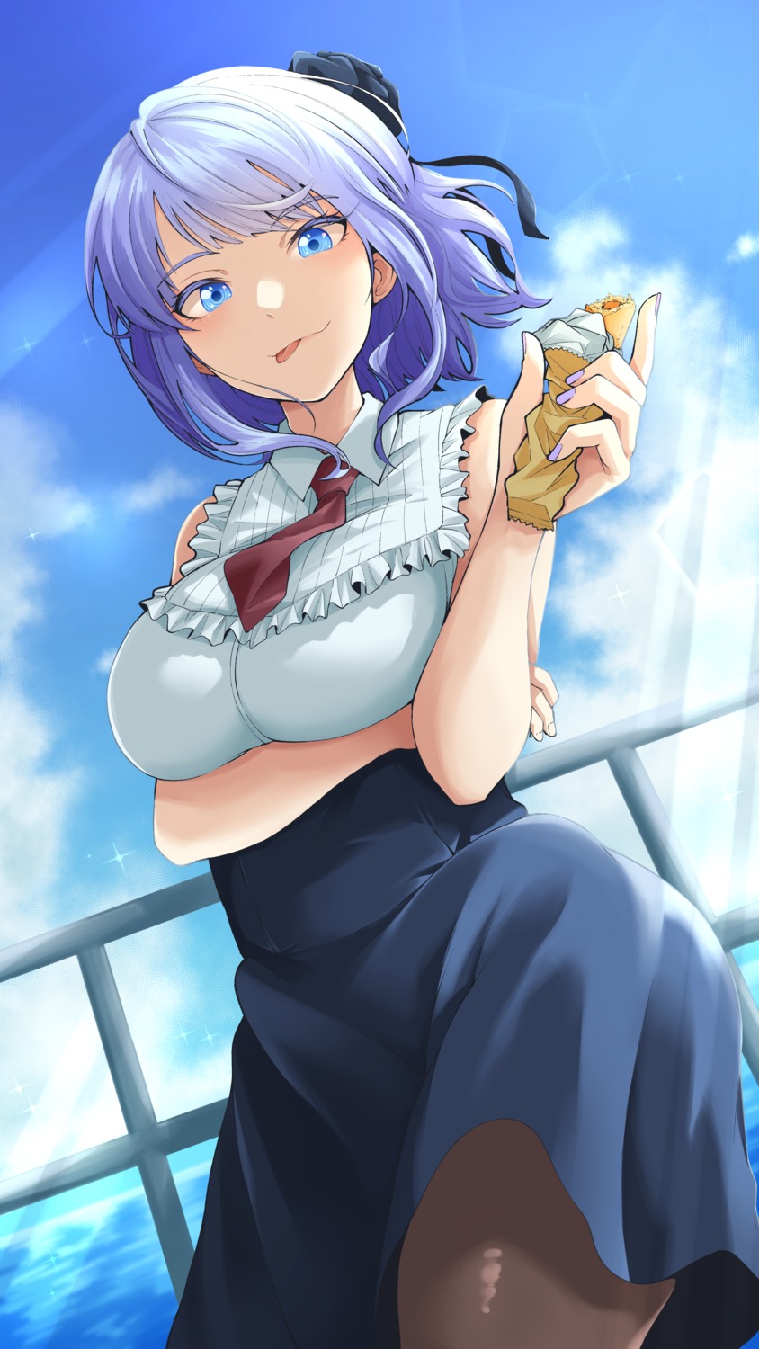 breast_hold, dagashi_kashi, pantyhose, shidare_hotaru, skirt_lift, tokufumi