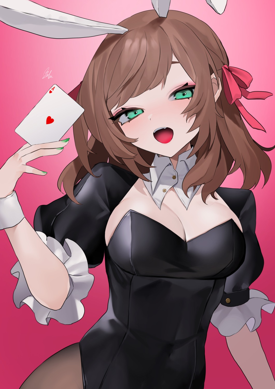 animal_ears, bebe_pp, bunny_ears, bunny_girl, cleavage, pantyhose