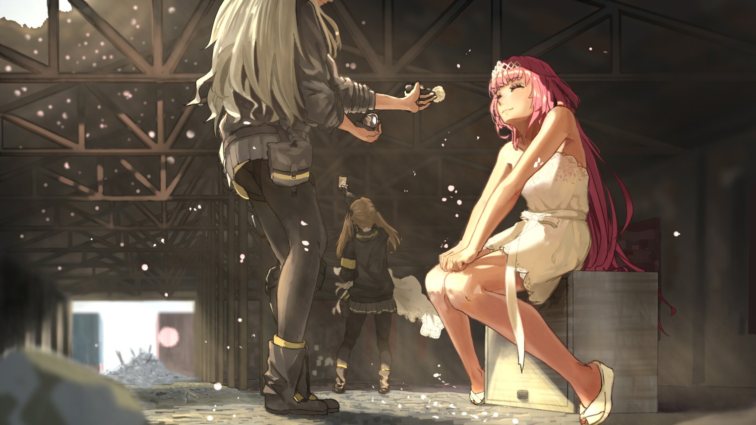 dress, girls_frontline, gz, ntw-20_(girls_frontline), pantyhose, ump45_(girls_frontline), ump9_(girls_frontline), wallpaper