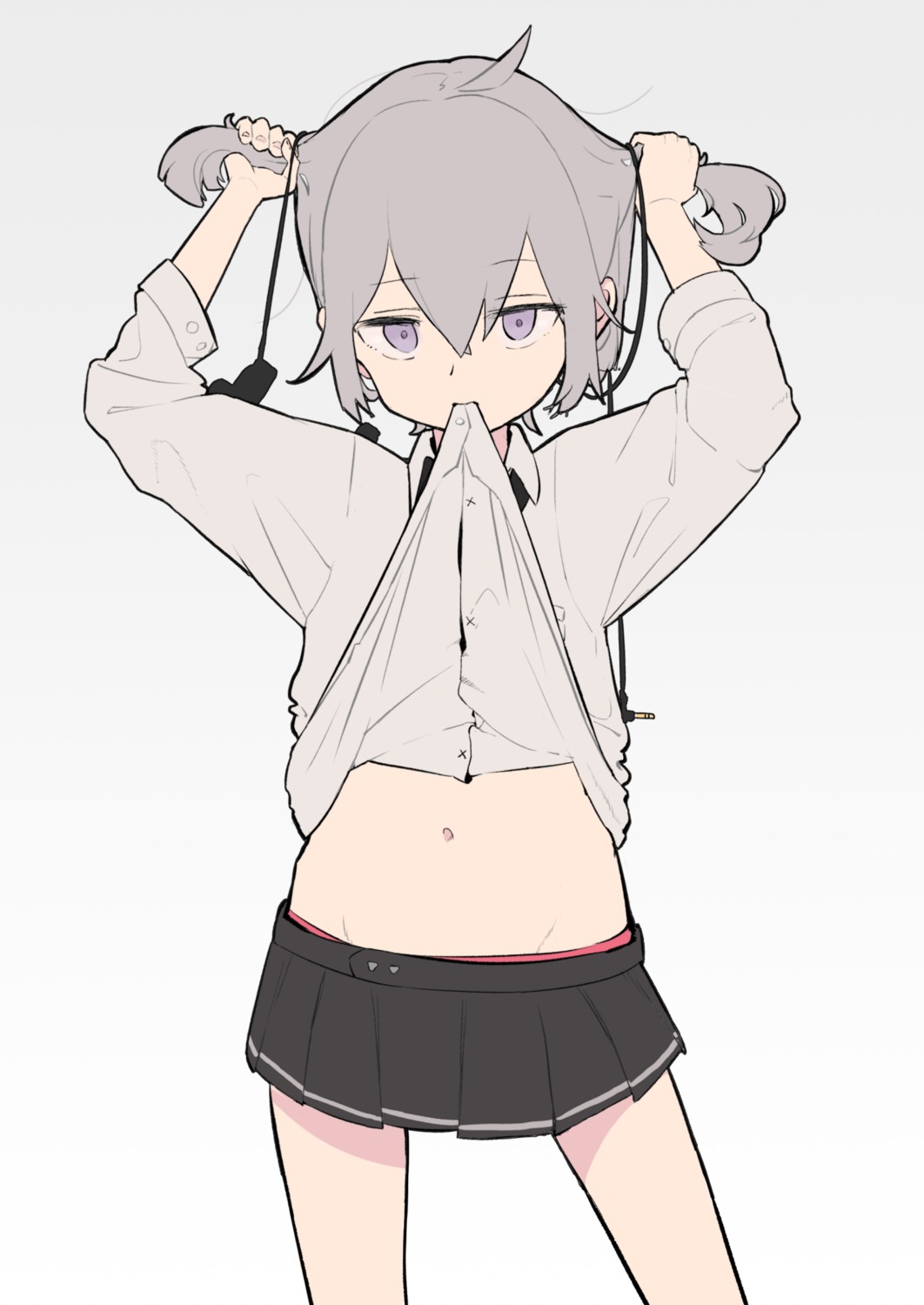 girls_frontline, gz, m200_(girls_frontline), seifuku, shirt_lift