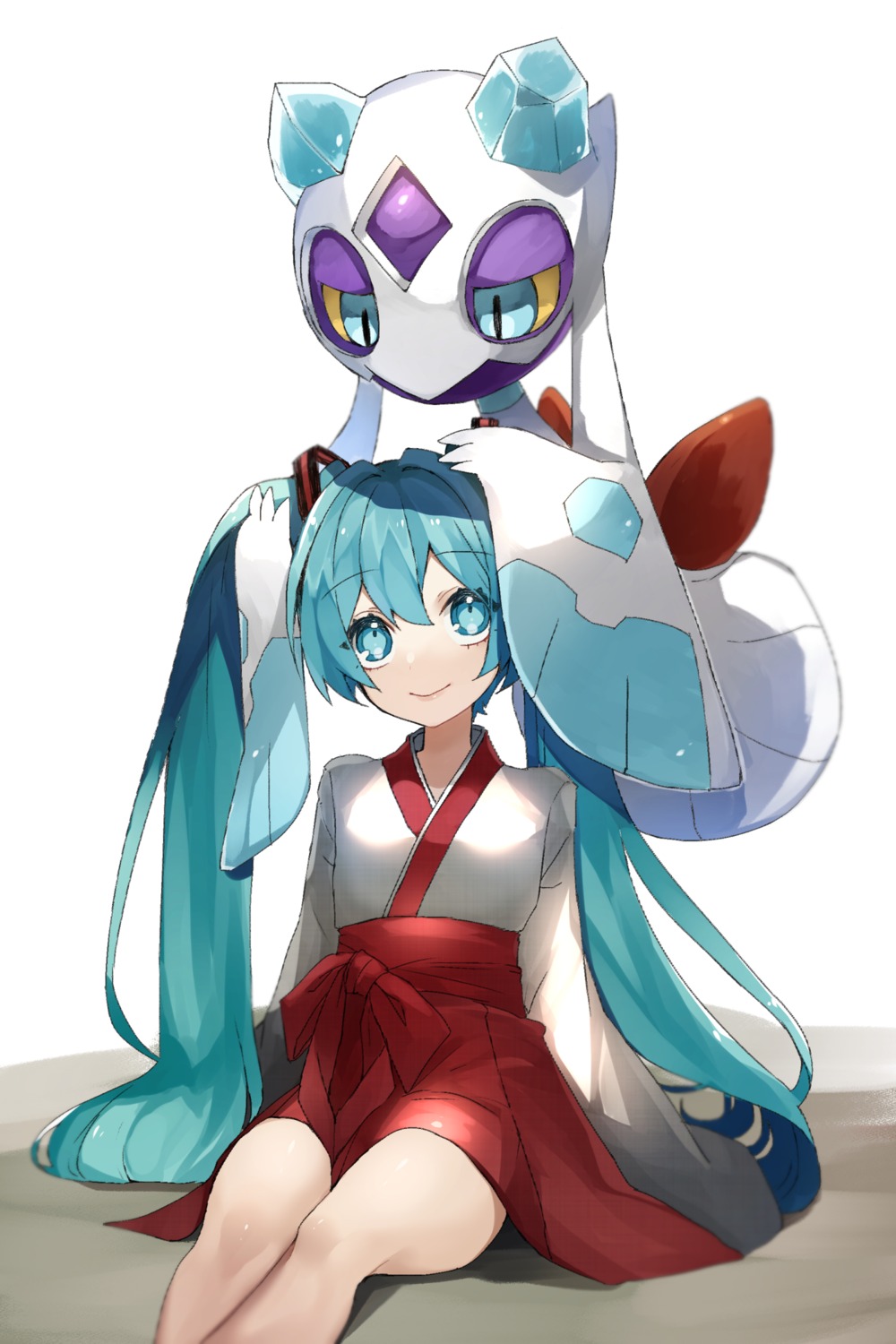 crossover, froslass, hatsune_miku, miko, pokemon, reirou_(chokoonnpu), vocaloid