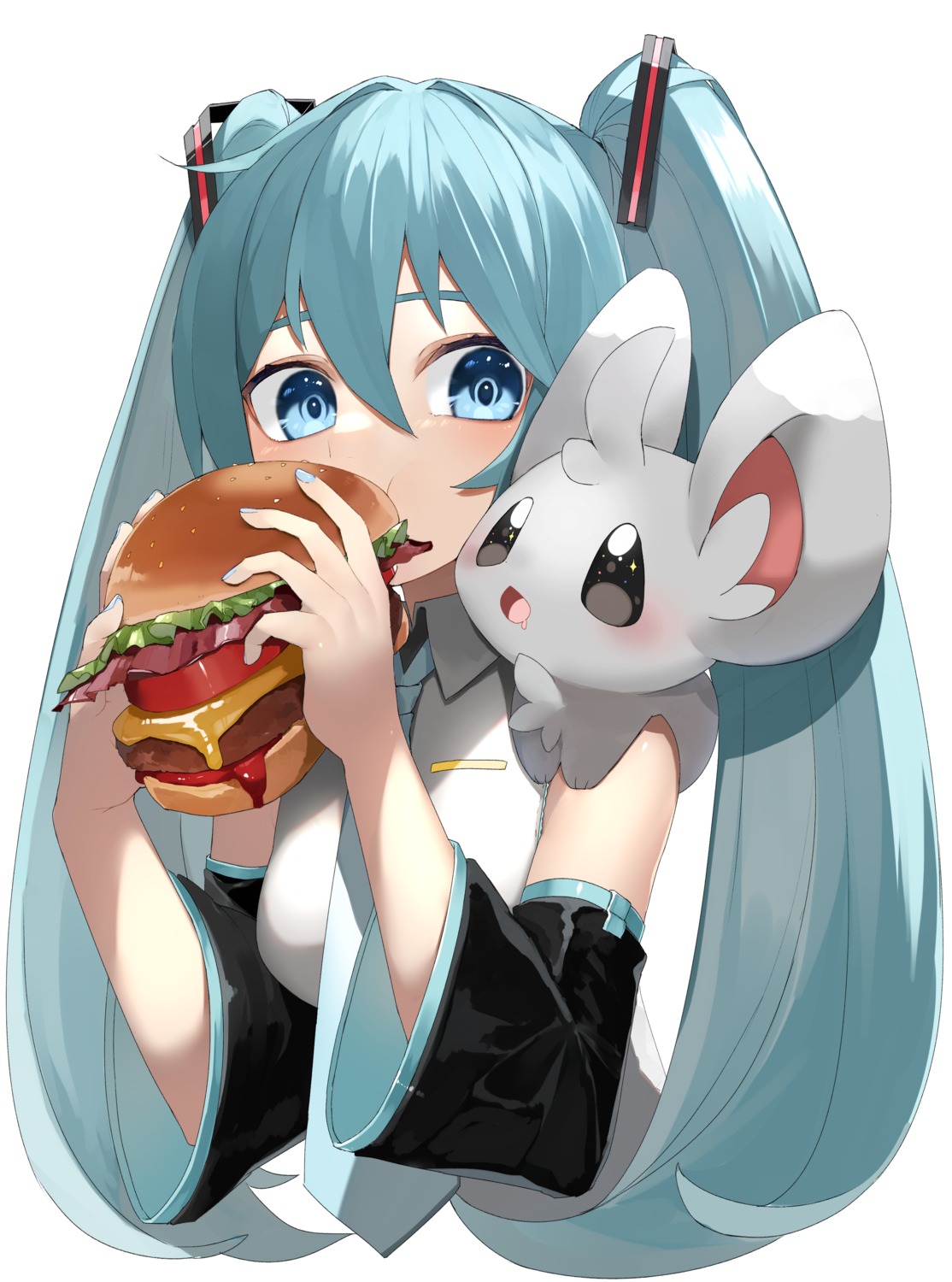 crossover, hatsune_miku, minccino, pokemon, reirou_(chokoonnpu), vocaloid