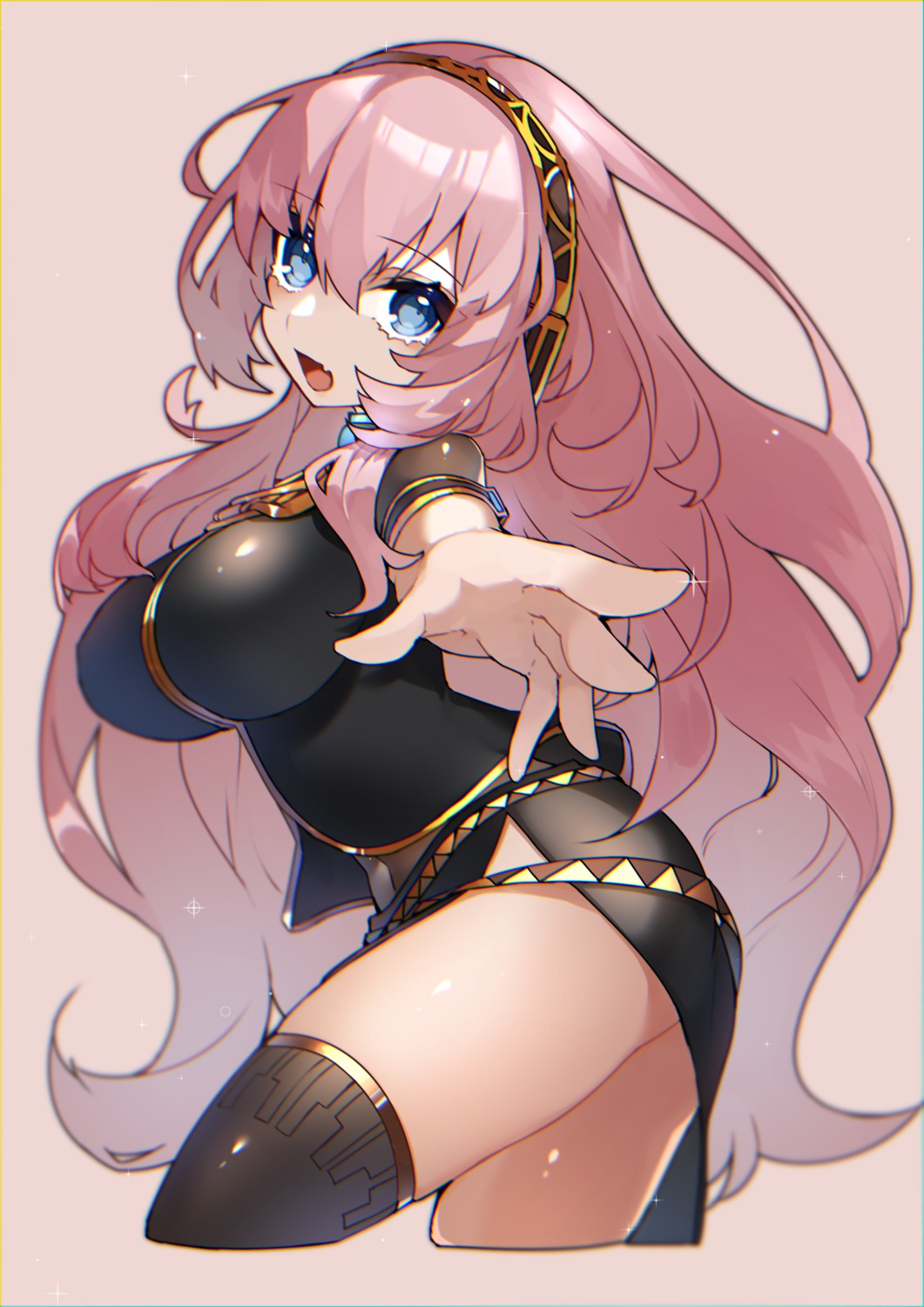 headphones, megurine_luka, reirou_(chokoonnpu), thighhighs, vocaloid