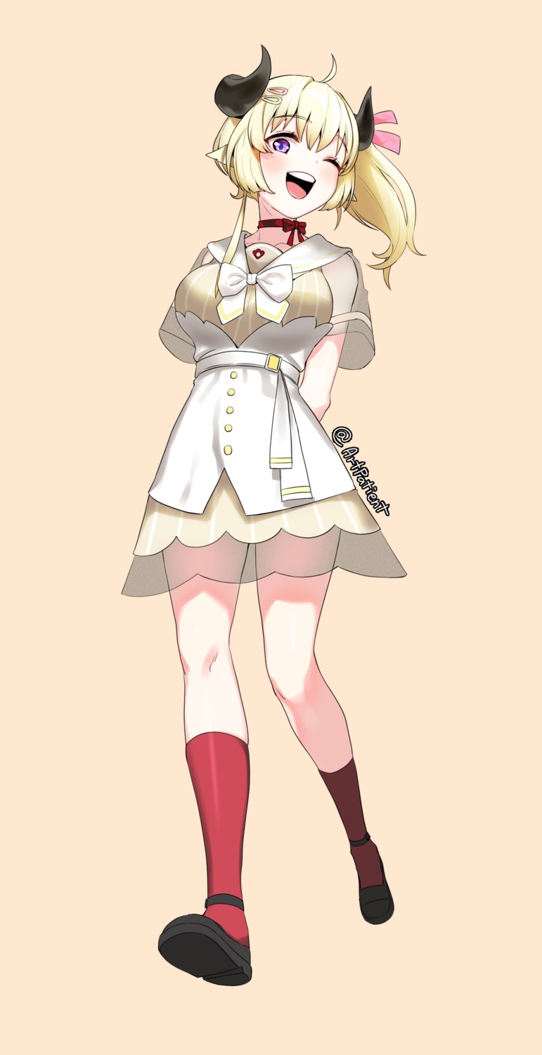 animal_ears, artpatient, hololive, horns, see_through, seifuku, tsunomaki_watame