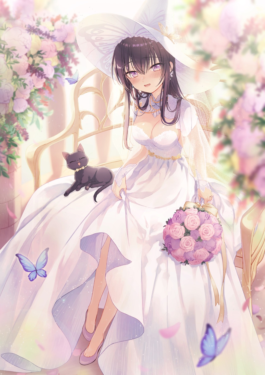 bliss_(ferment_factory), cleavage, dress, neko, skirt_lift