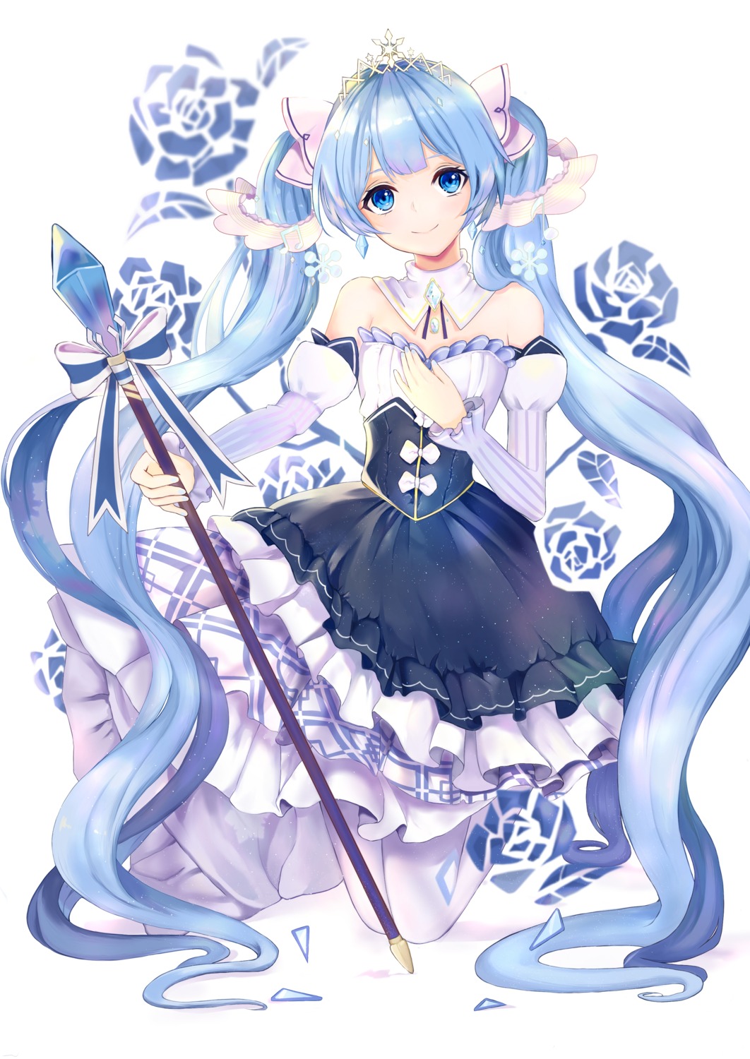 hatsune_miku, shiina_(shiina0227), skirt_lift, vocaloid, weapon, yuki_miku