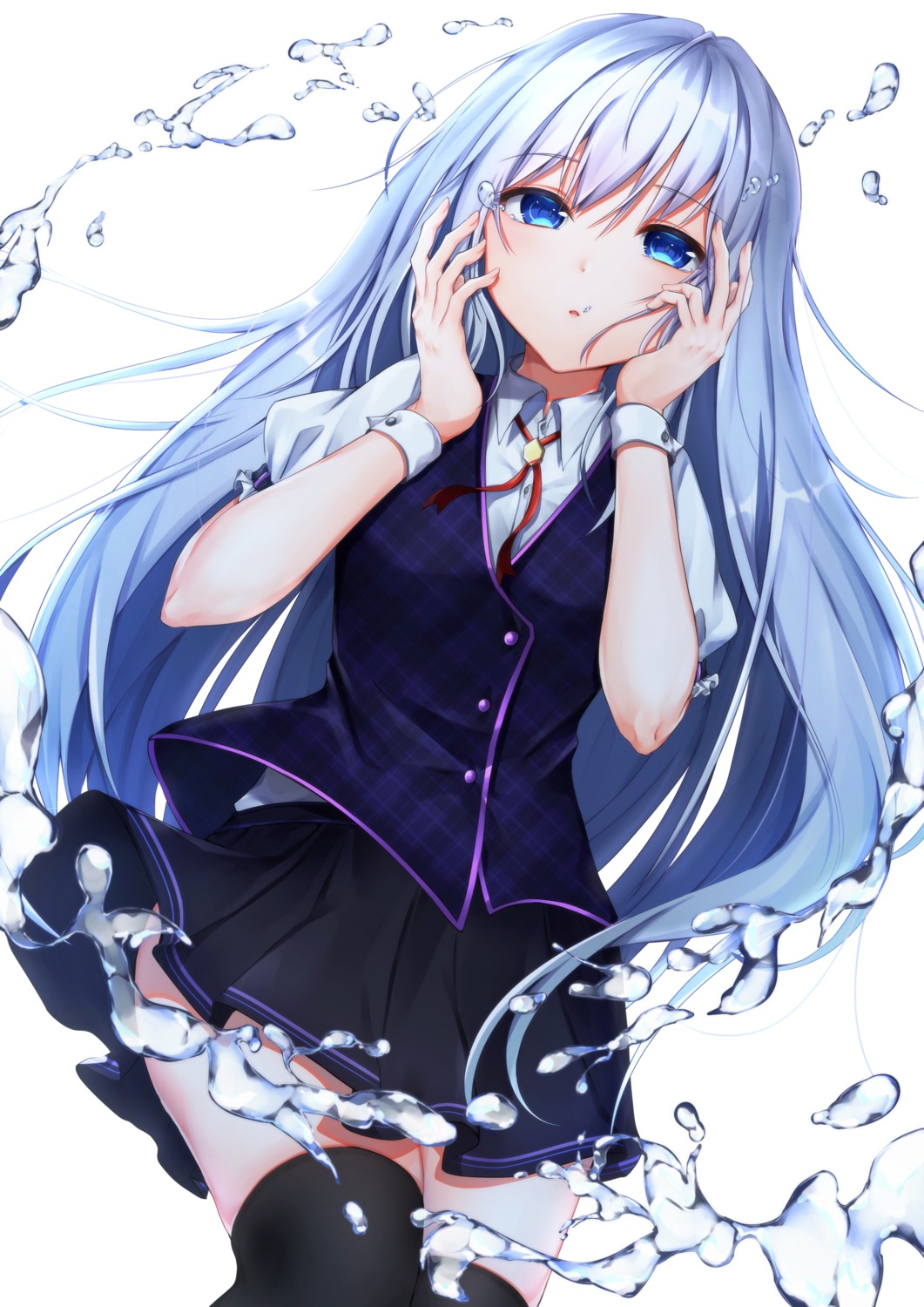 aika_(1019-akari), seifuku, skirt_lift, thighhighs