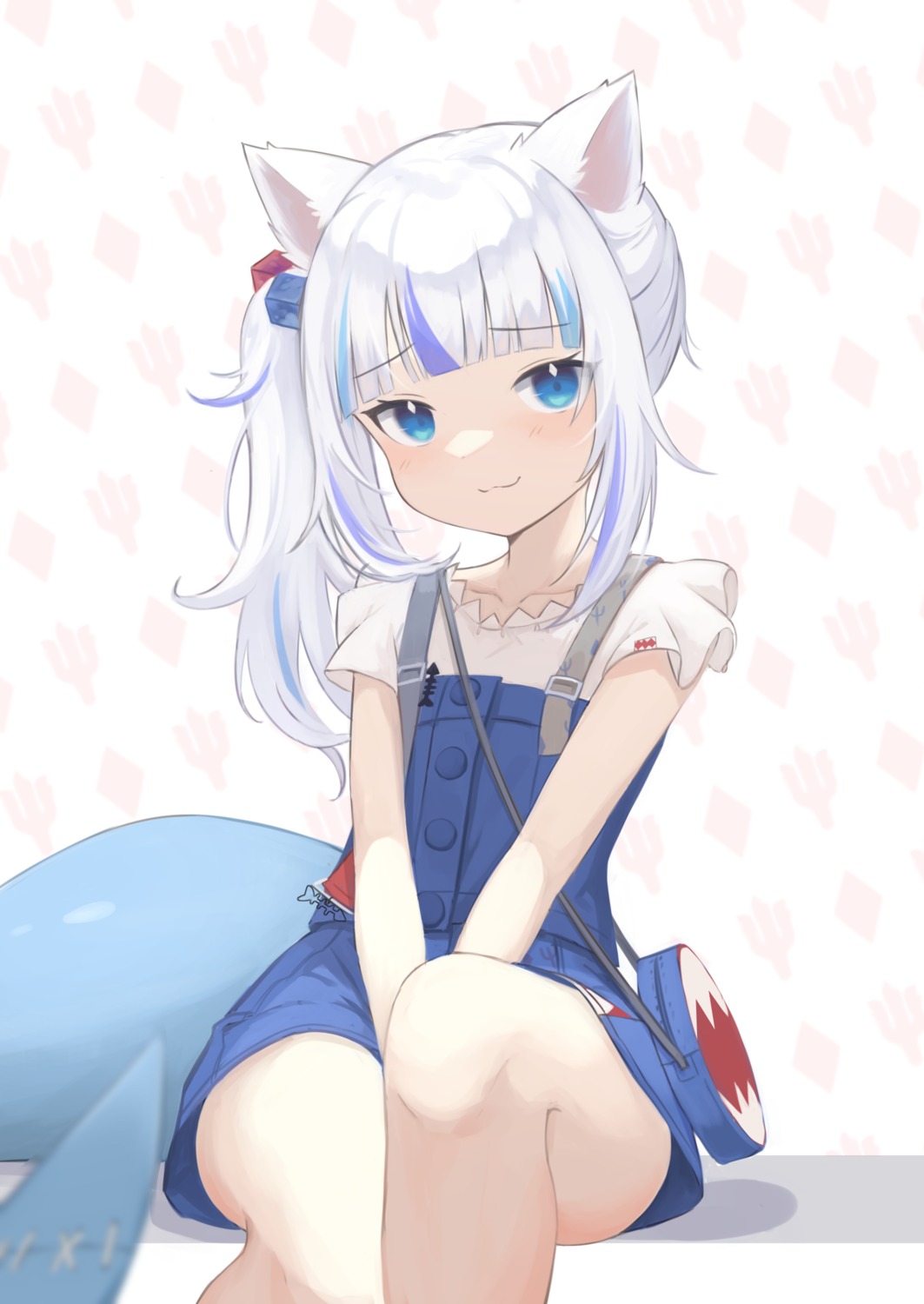 animal_ears, dress, gawr_gura, hololive, hololive_english, klaius, nekomimi, skirt_lift, tail