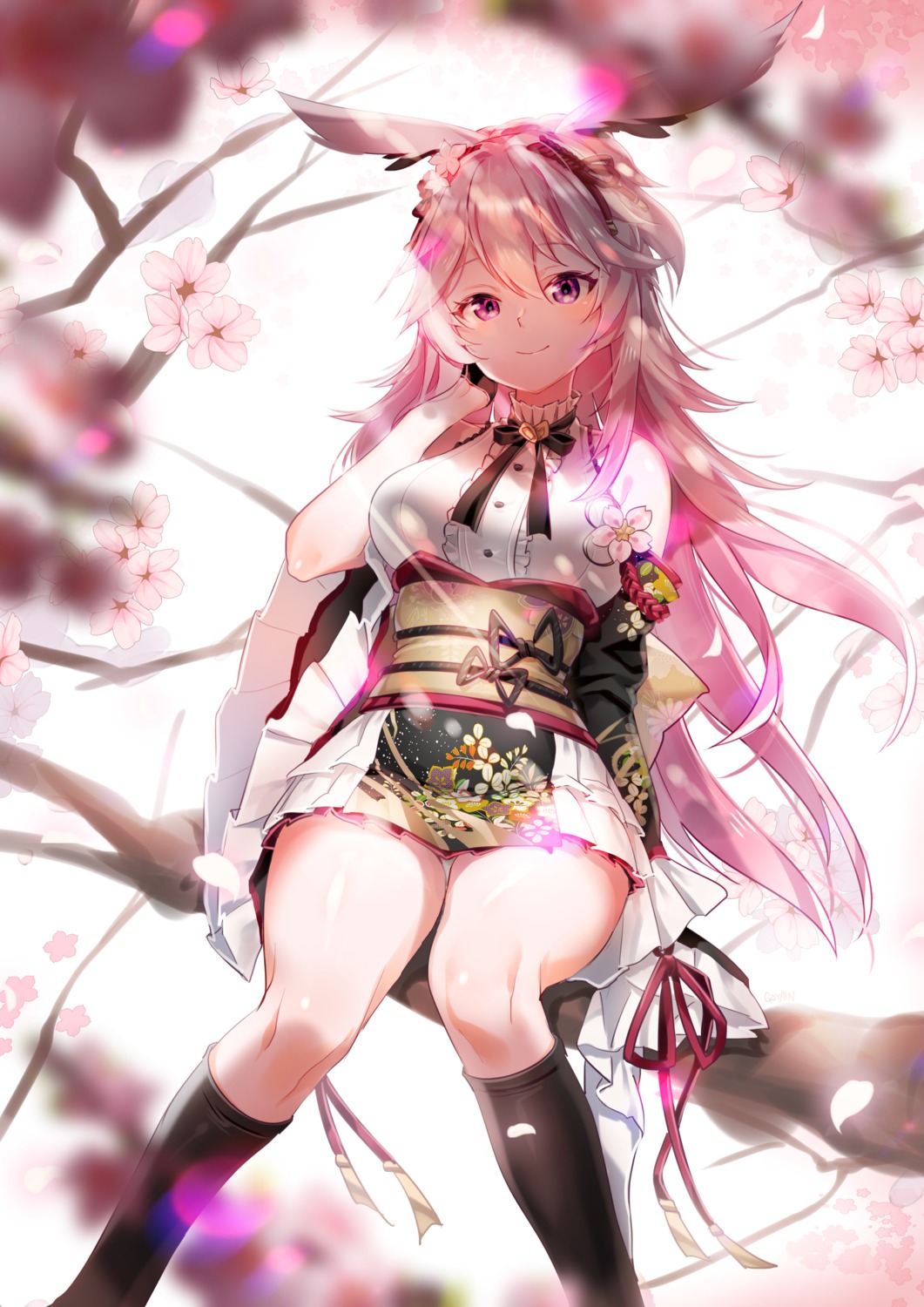 animal_ears, benghuai_xueyuan, bunny_ears, goyain, honkai_impact, lolita_fashion, wa_lolita, yae_sakura_(benghuai_xueyuan)