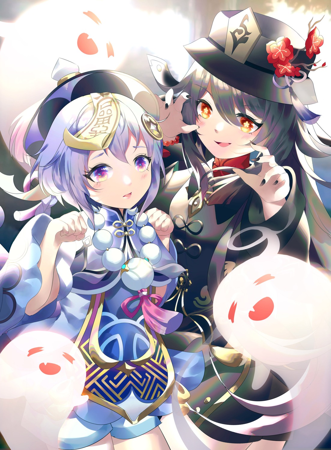 asian_clothes, genshin_impact, hu_tao, qiqi, rhea_(0u0)