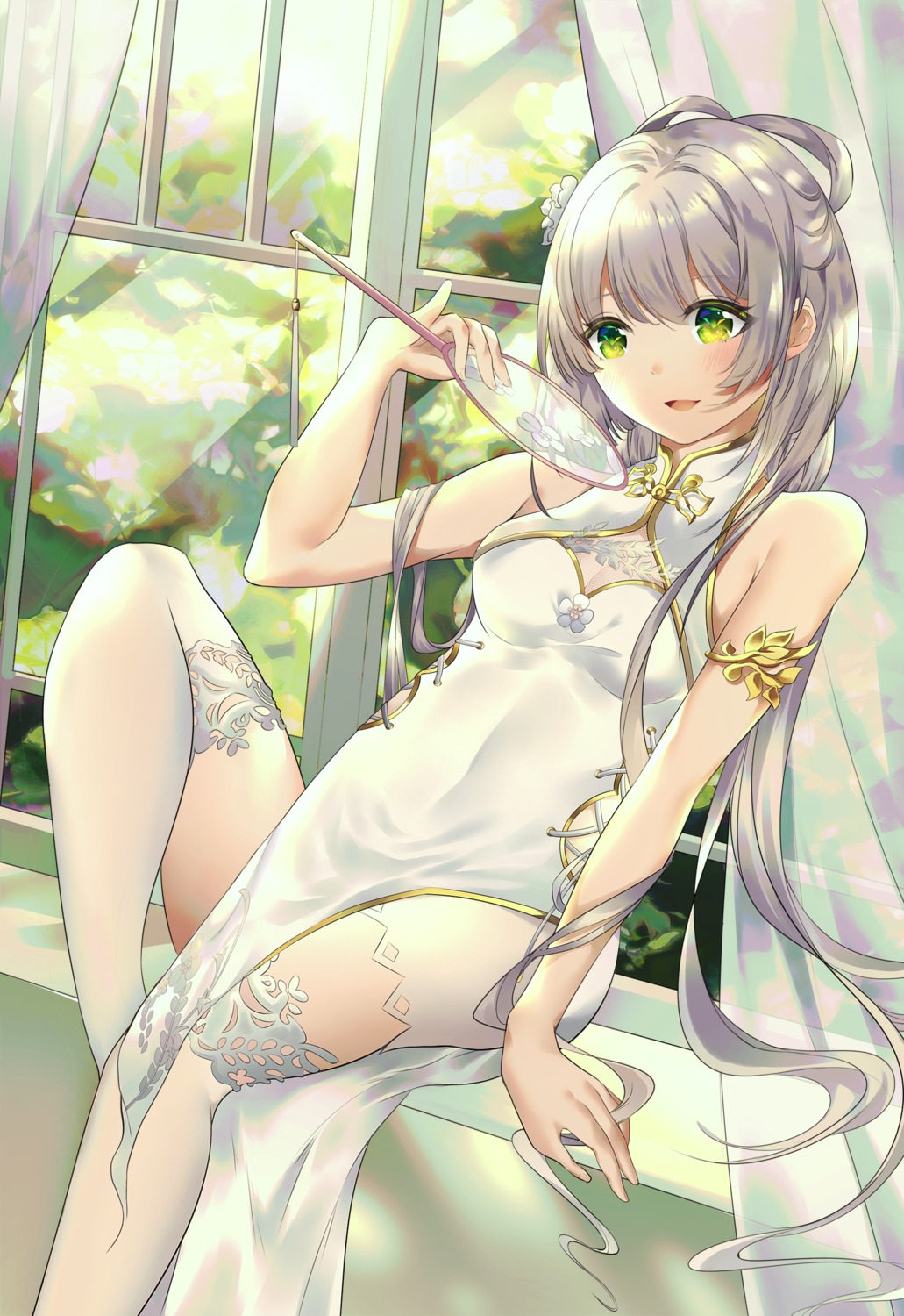 chinadress, cleavage, luo_tianyi, rhea_(0u0), thighhighs, vocaloid