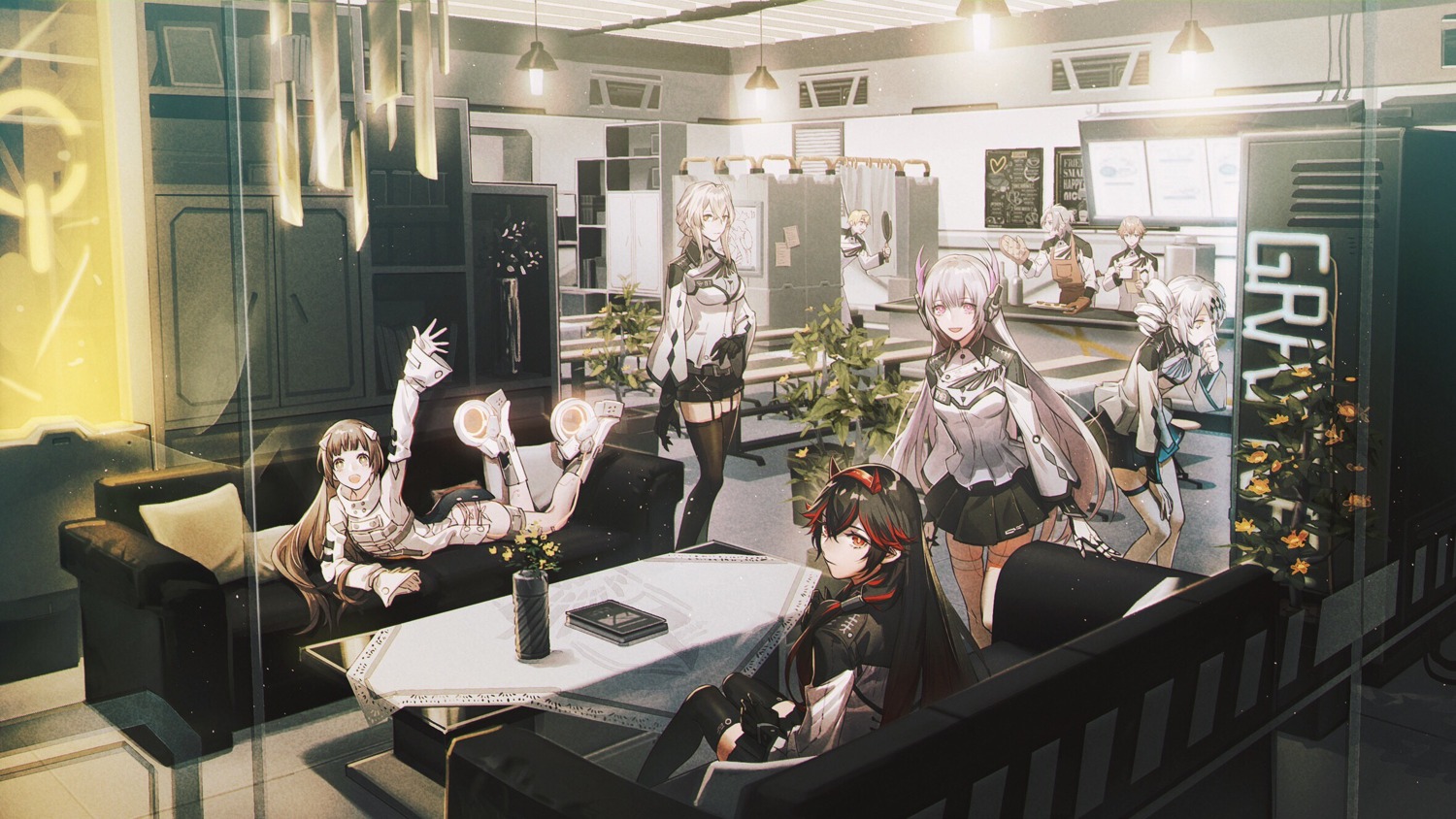 bianca_(punishing:_gray_raven), garter, horns, karenina_(punishing:_gray_raven), kaumi_(punishing:_gray_raven), lee_(punishing:_gray_raven), liv_(punishing:_gray_raven), lucia_(punishing:_gray_raven)