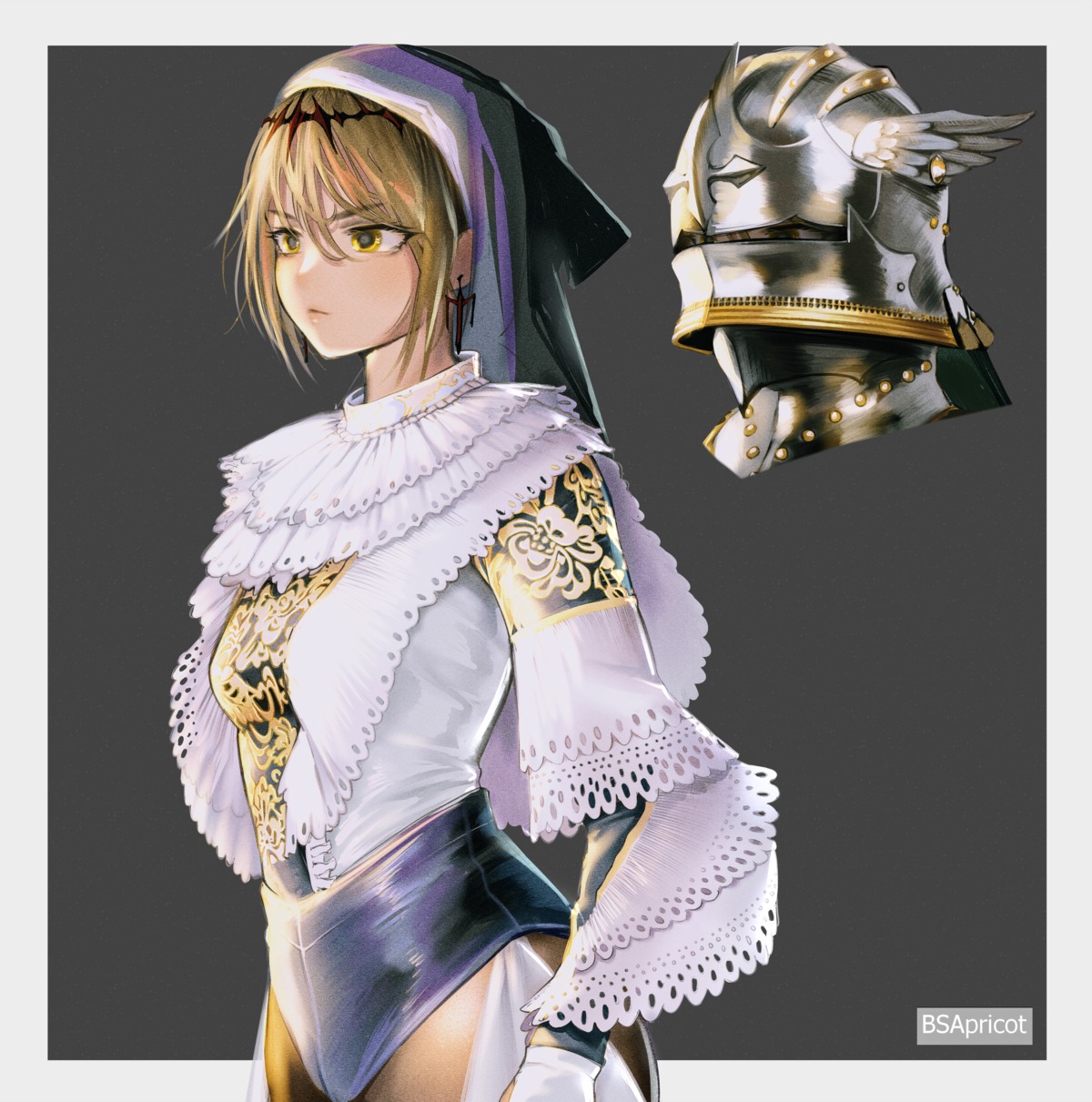 armor, bsapricot, nun, pantyhose