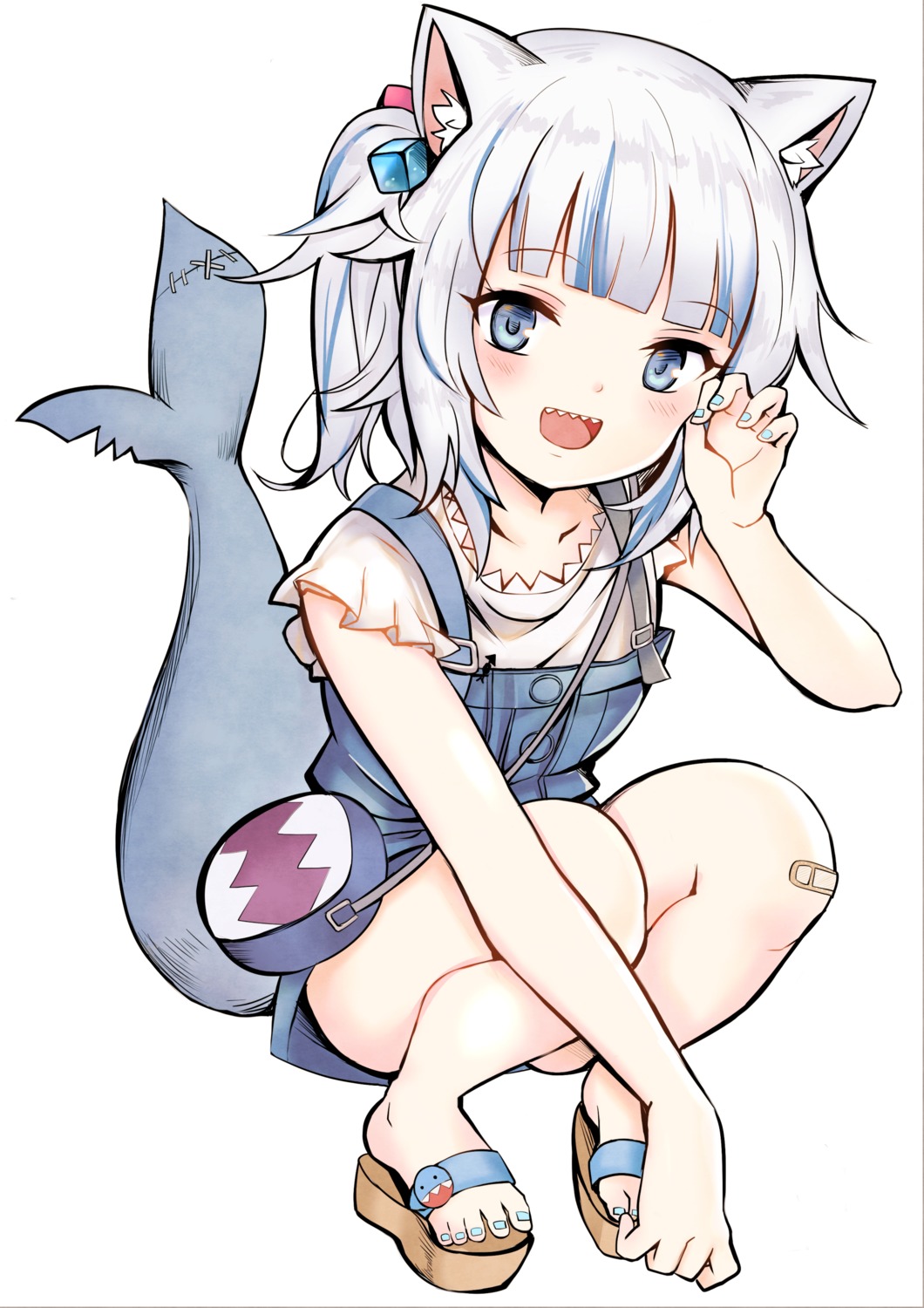 animal_ears, bandaid, dress, feet, gawr_gura, hololive, hololive_english, nekomimi