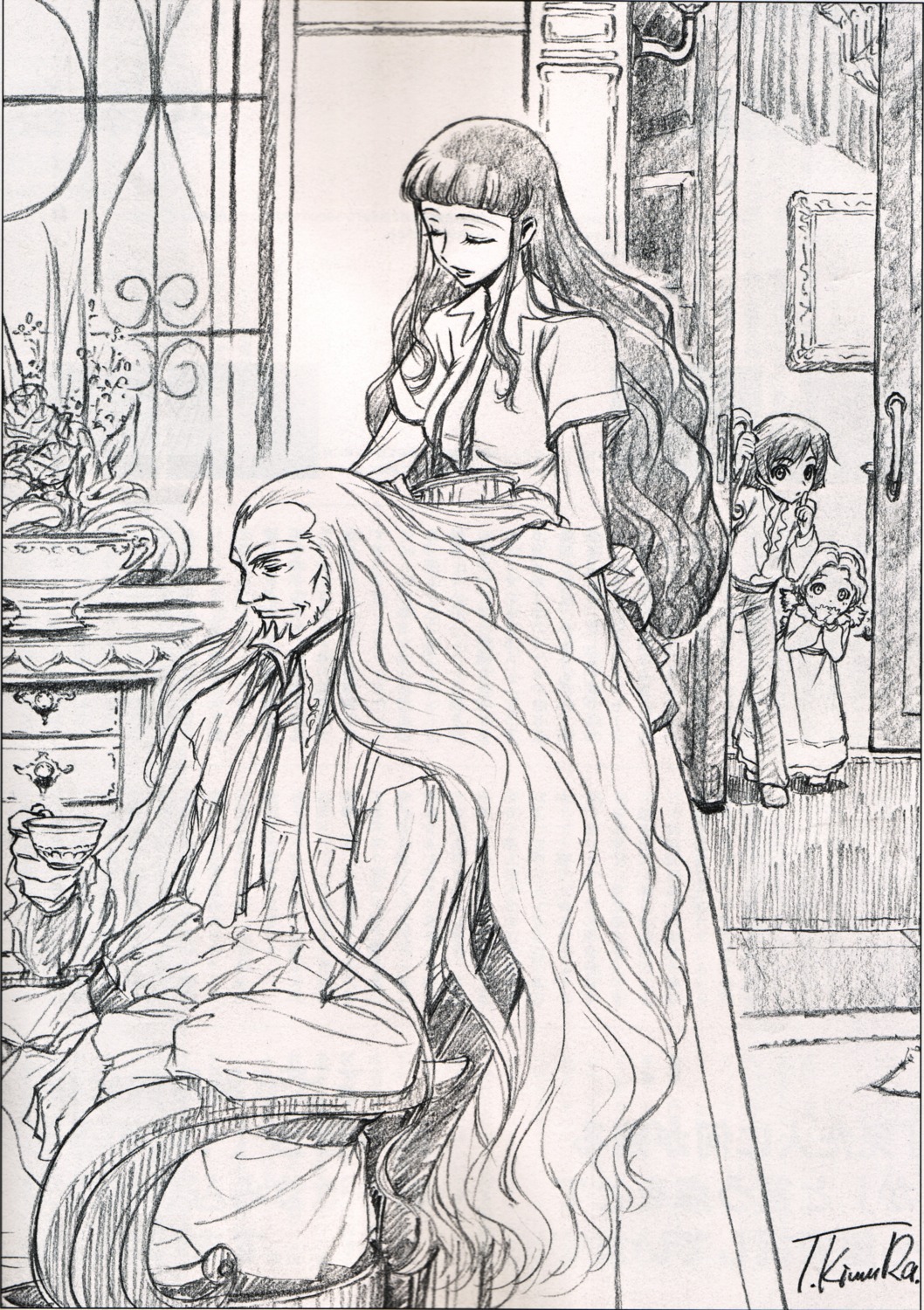 bleed_through, charles_zi_britannia, code_geass, kimura_takahiro, lelouch_lamperouge, marianne_vi_britannia, monochrome, nunnally_lamperouge