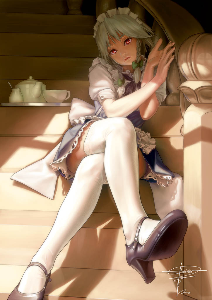 geister, heels, izayoi_sakuya, maid, thighhighs, touhou