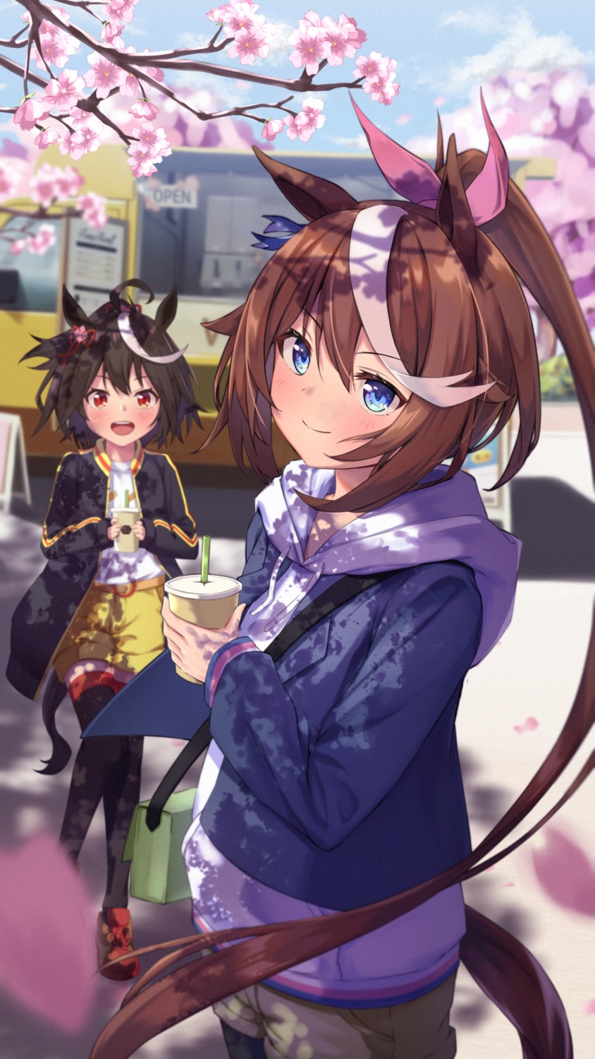 animal_ears, kitasan_black_(umamusume), pantyhose, tail, taitan, thighhighs, tokai_teio_(umamusume), uma_musume_pretty_derby