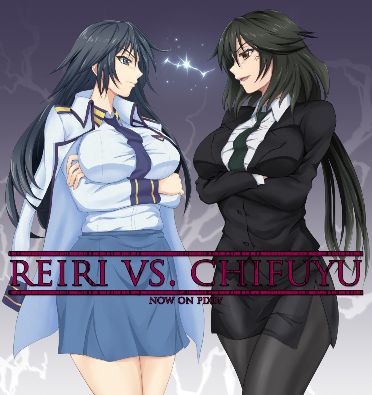 breast_hold, crossover, green_kaminari, hida_reiri, infinite_stratos, masou_gakuen_hxh, orimura_chifuyu, pantyhose