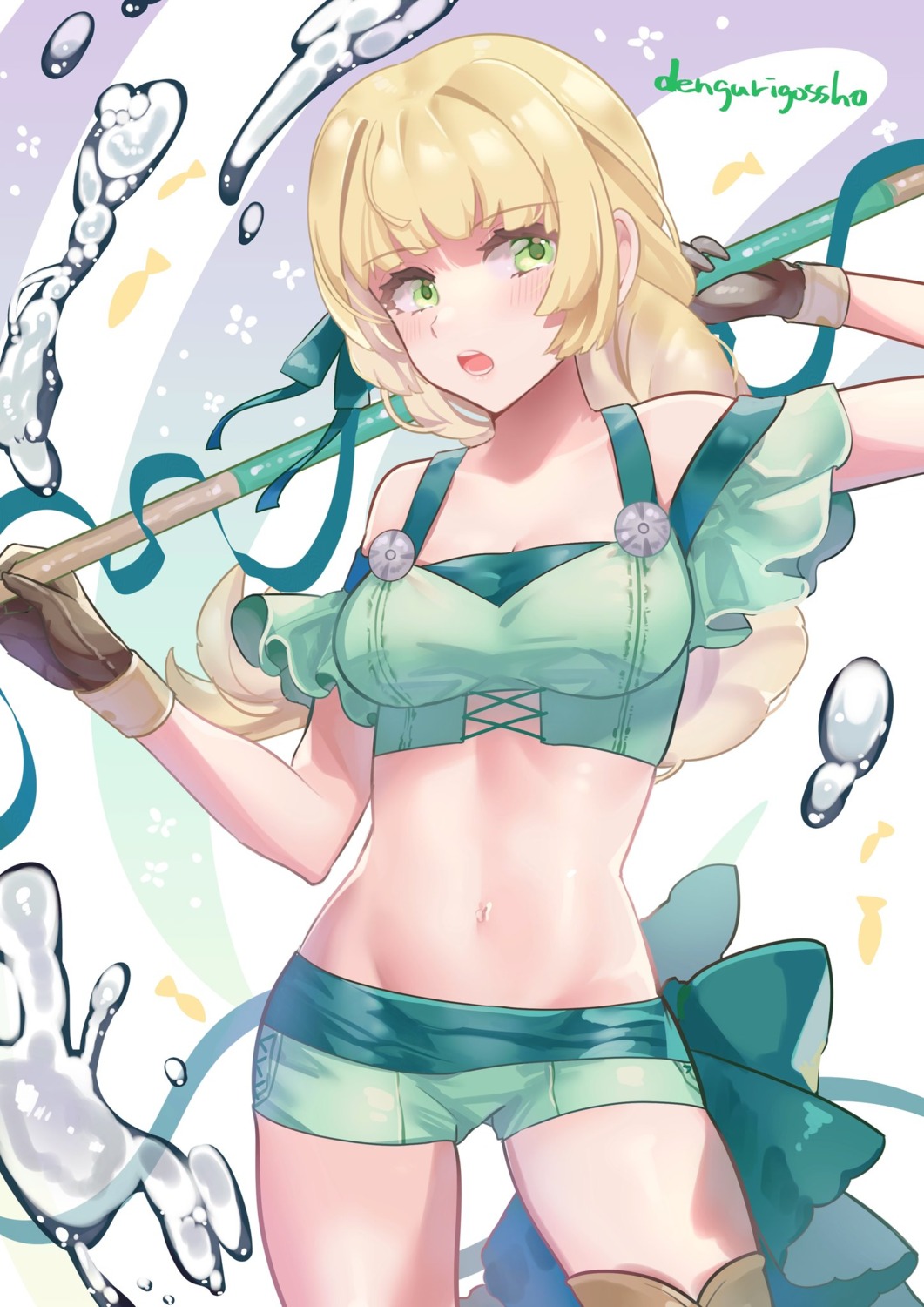 bikini, cleavage, fire_emblem, fire_emblem_heroes, fire_emblem_three_houses, ingrid_(fire_emblem), sakuramotikun, swimsuits, weapon