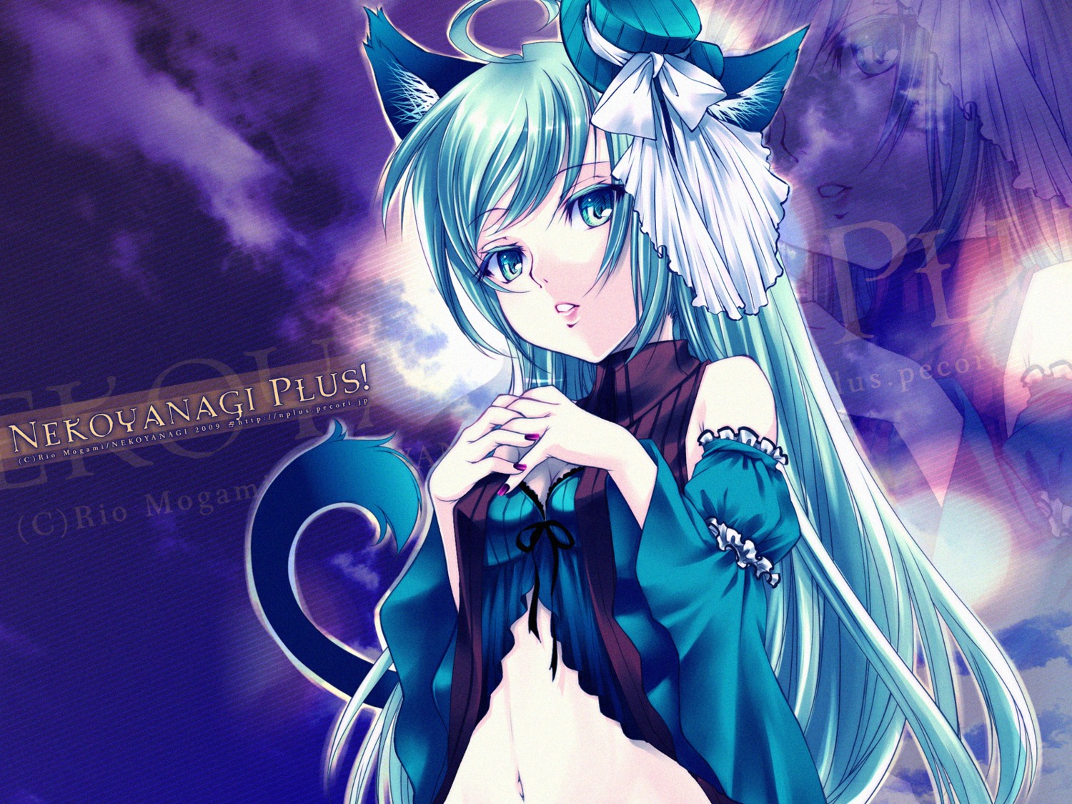 animal_ears, mogami_rio, nekomimi, tail, wallpaper