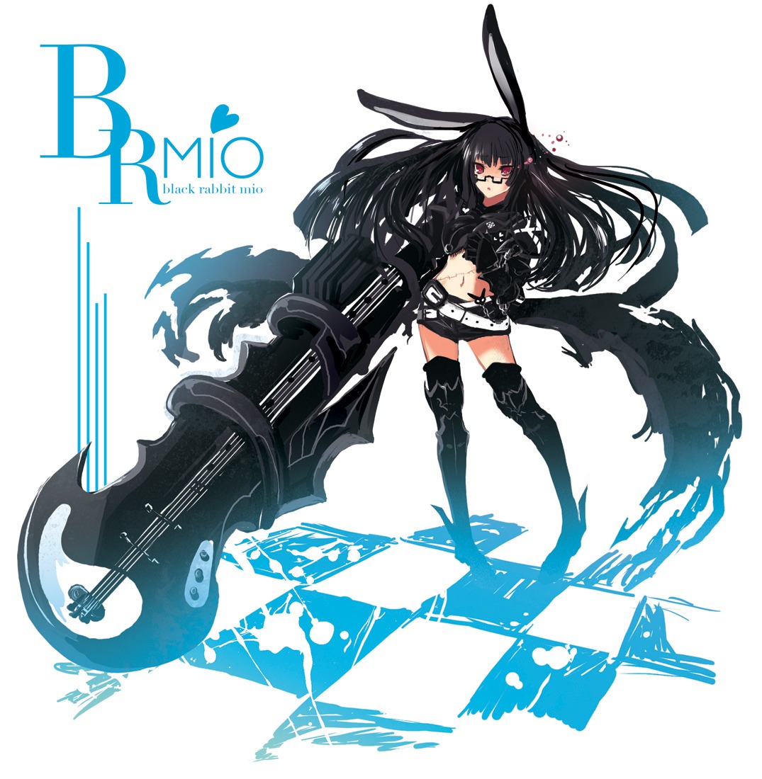 akiyama_mio, animal_ears, black_rock_shooter, bunny_ears, k-on!, ochakai_shinya, parody, thighhighs