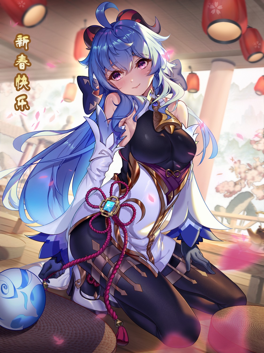asian_clothes, ganyu, genshin_impact, heels, horns, jiaoshoutongxue