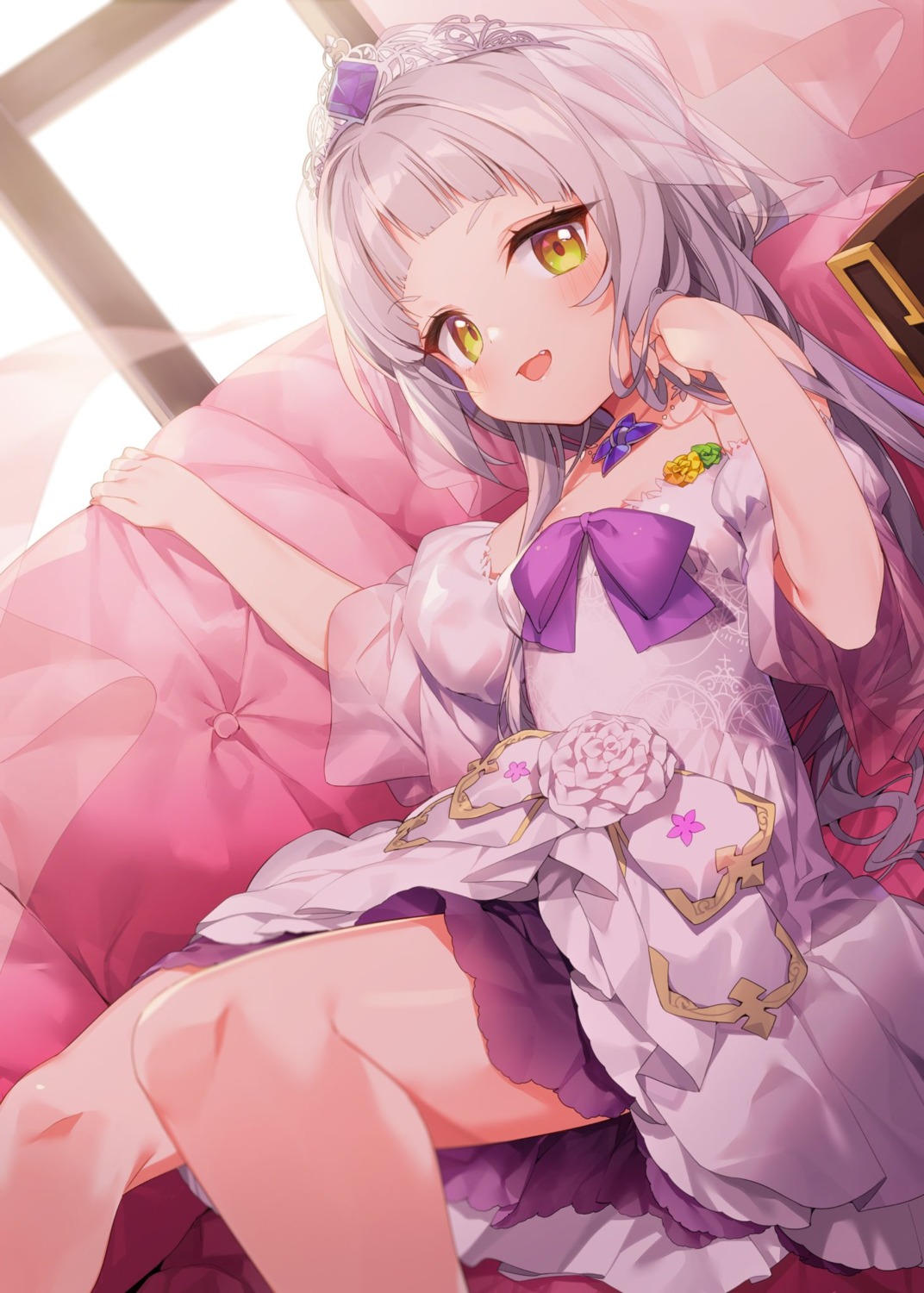 dress, hololive, murasaki_shion, skirt_lift, tousaki_shiina