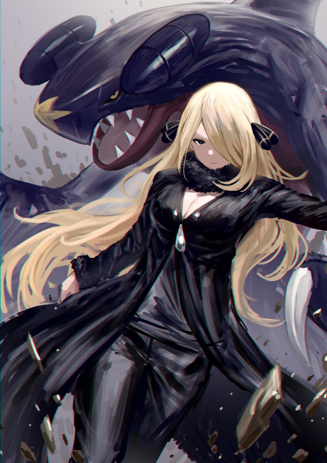 cleavage, garchomp, ie, pokemon, pokemon_bdsp, pokemon_dppt, shirona_(pokemon)