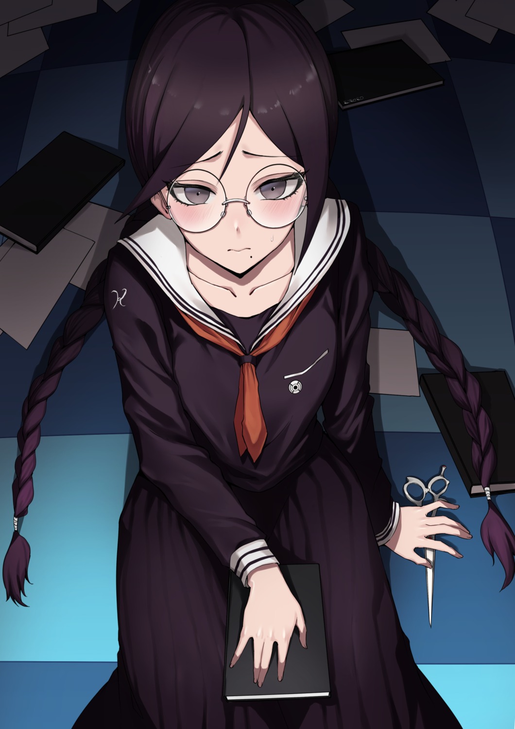 dangan-ronpa, fukawa_touko, megane, rororo, seifuku