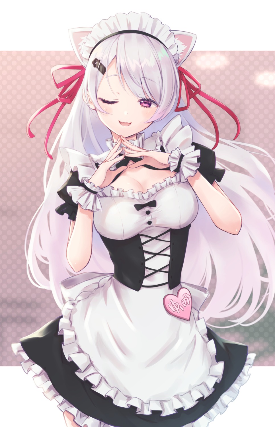 animal_ears, cleavage, inumoto, maid, nekomimi, nijisanji, nijisanji_gamers, shiina_yuika