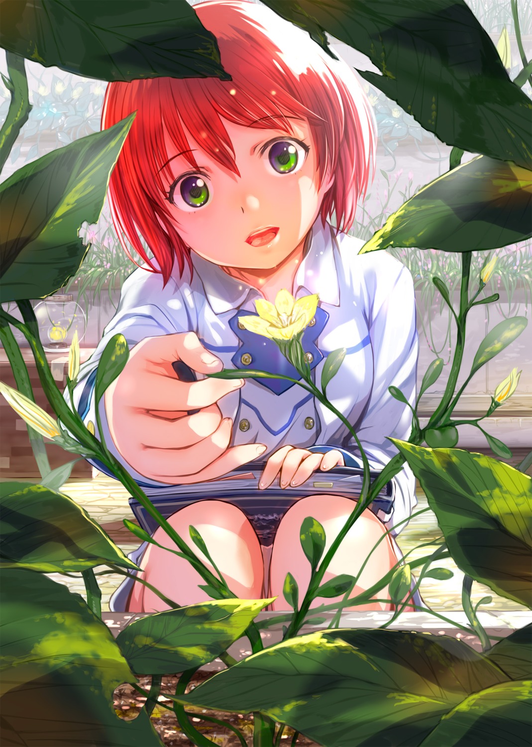 akagami_no_shirayukihime, mikazuki_akira, seifuku, shirayuki_(akagami_no_shirayukihime), skirt_lift