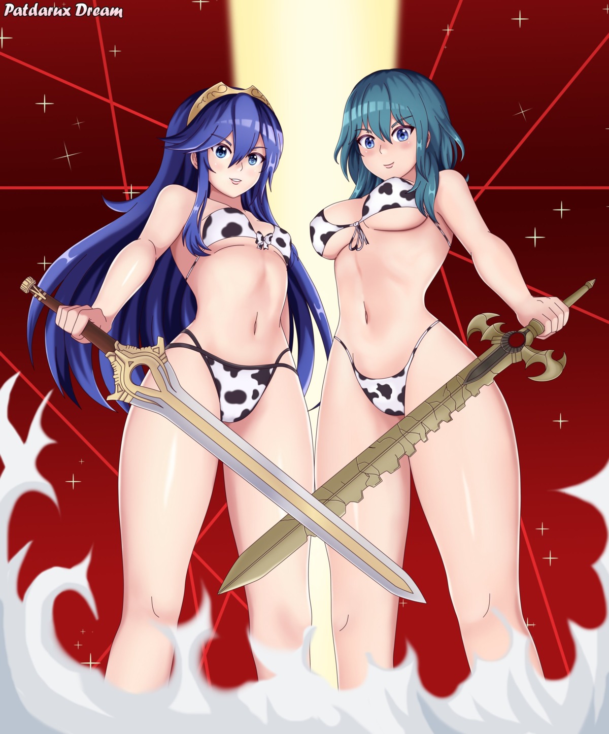 bikini, byleth_(fire_emblem), fire_emblem, fire_emblem_kakusei, fire_emblem_three_houses, lucina_(fire_emblem), patdarux, swimsuits