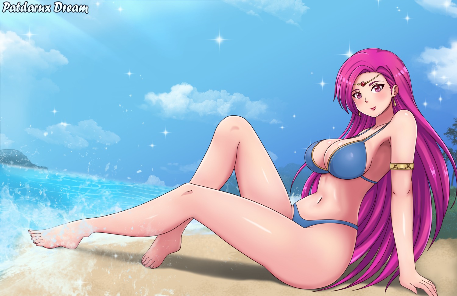 bikini, brunnya, cleavage, feet, fire_emblem, fire_emblem:_rekka_no_ken, patdarux, swimsuits