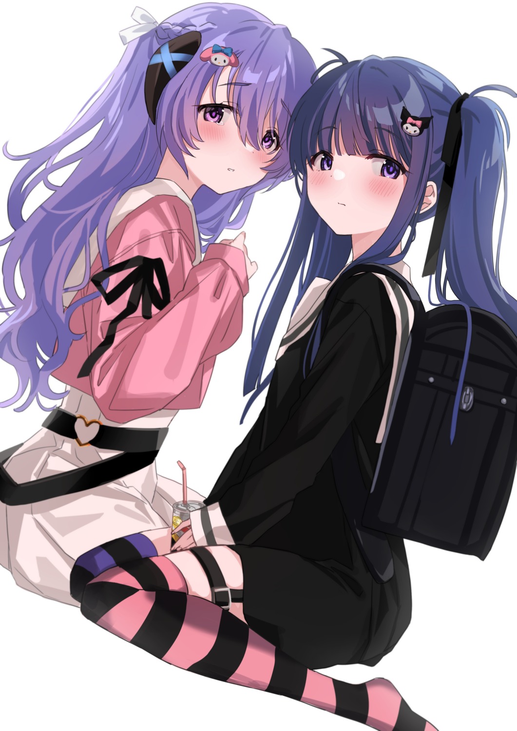 furude_rika, garter, hanyuu, higurashi_no_naku_koro_ni, horns, ponponnun, seifuku, thighhighs